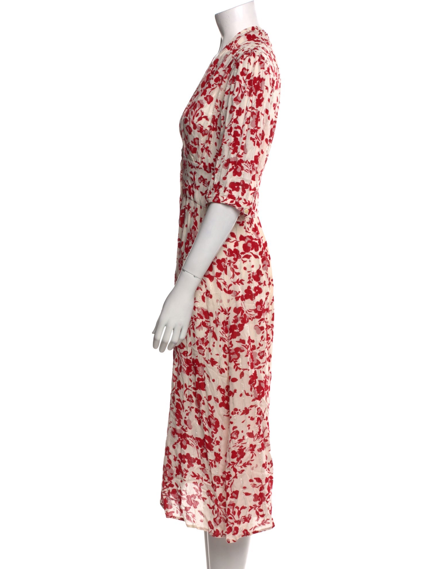 BA&SH Floral Print Midi Length Dress