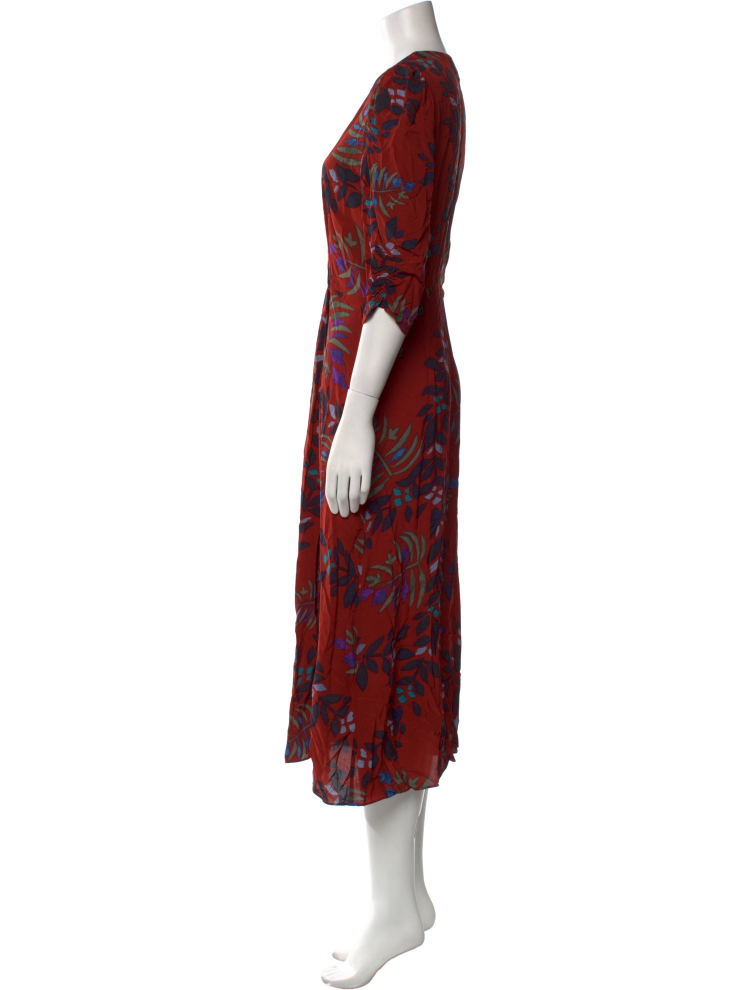 BA&SH Floral Print Midi Length Dress