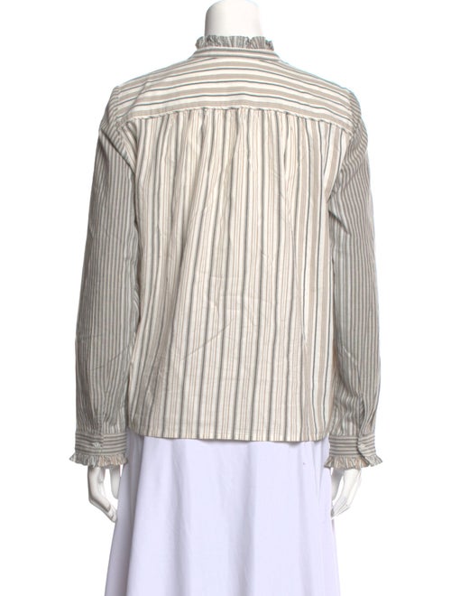 BA&SH Striped Mock Neck Button-Up Top