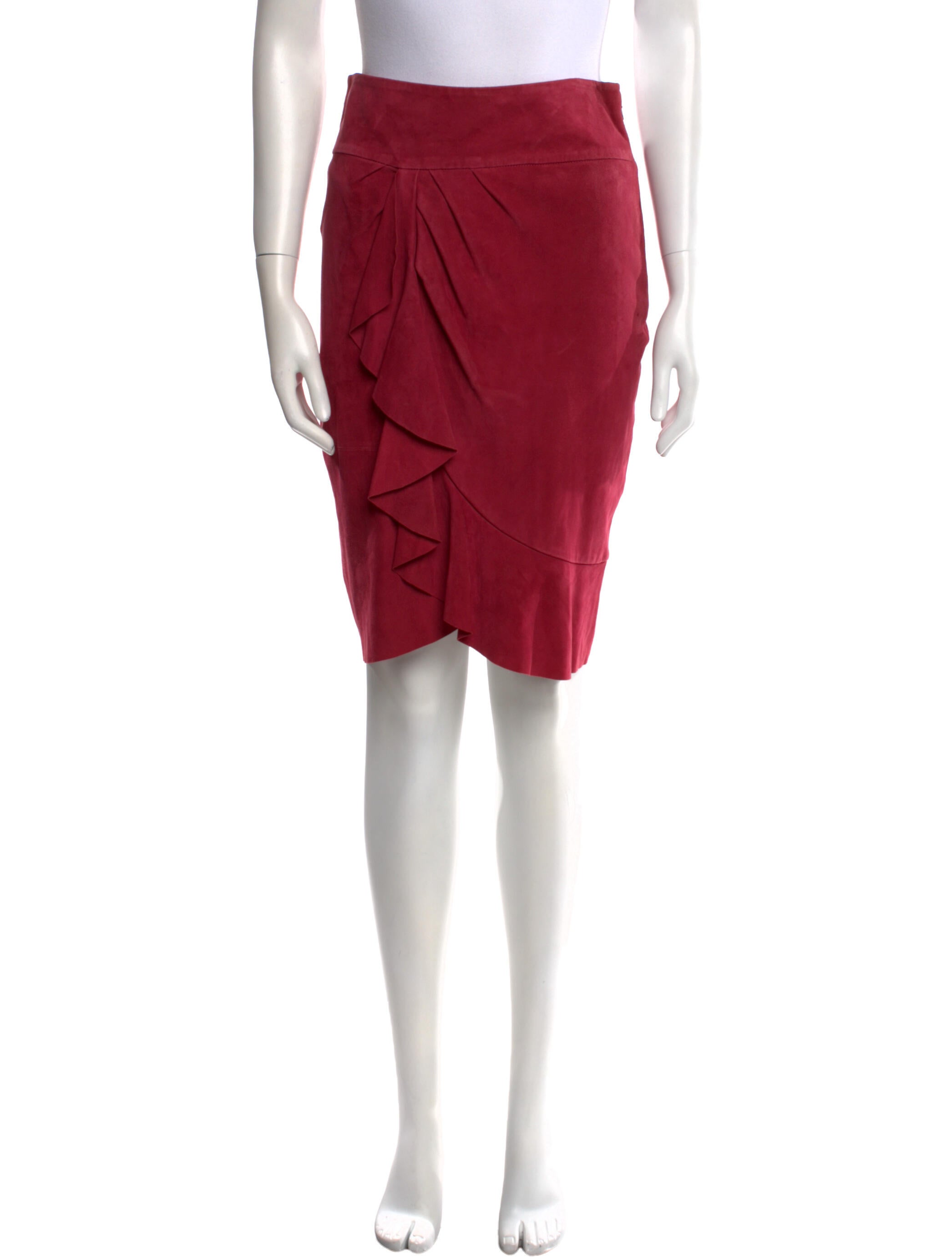 BA&SH Goat Leather Knee-Length Skirt