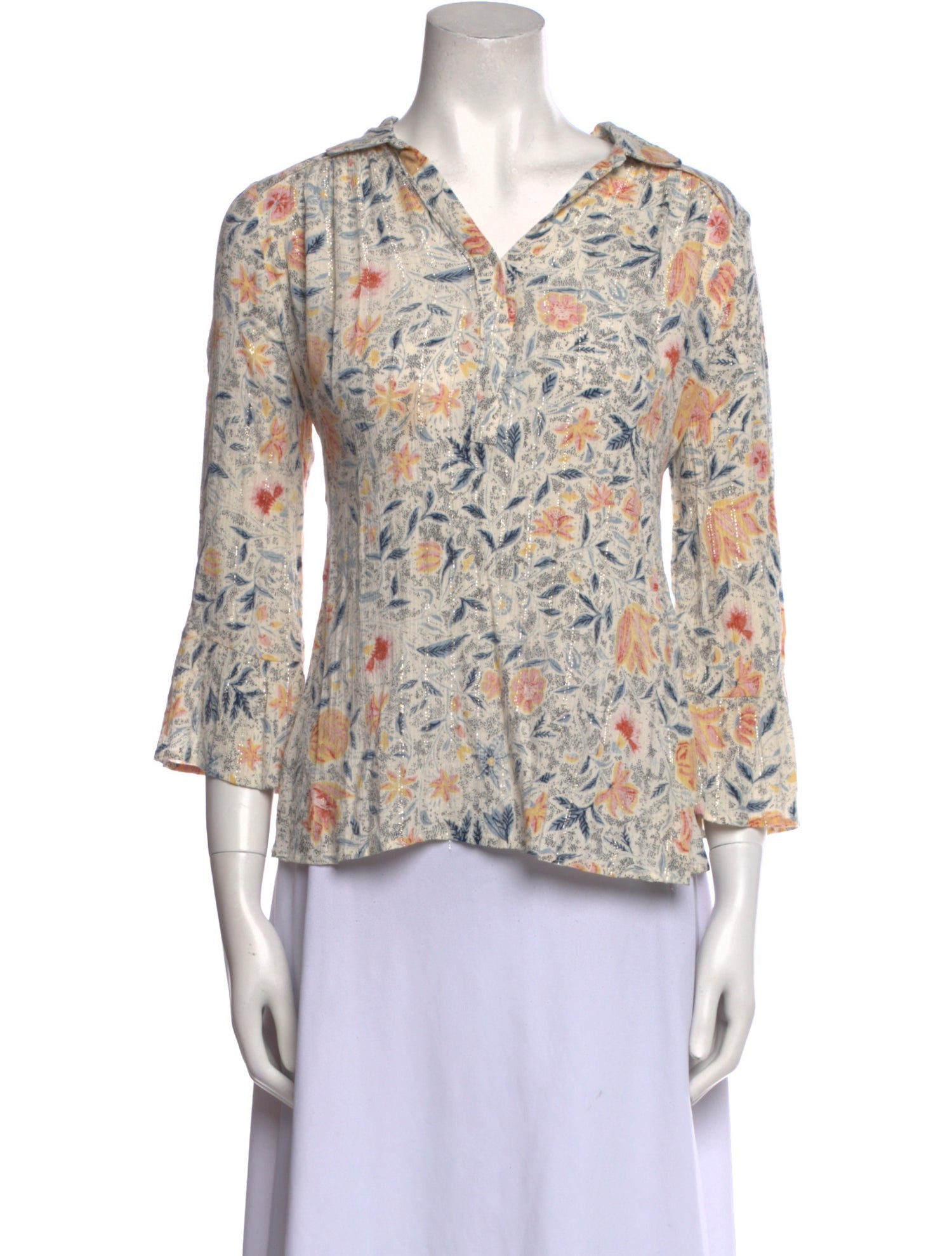 BA&SH Floral Print V-Neck Blouse