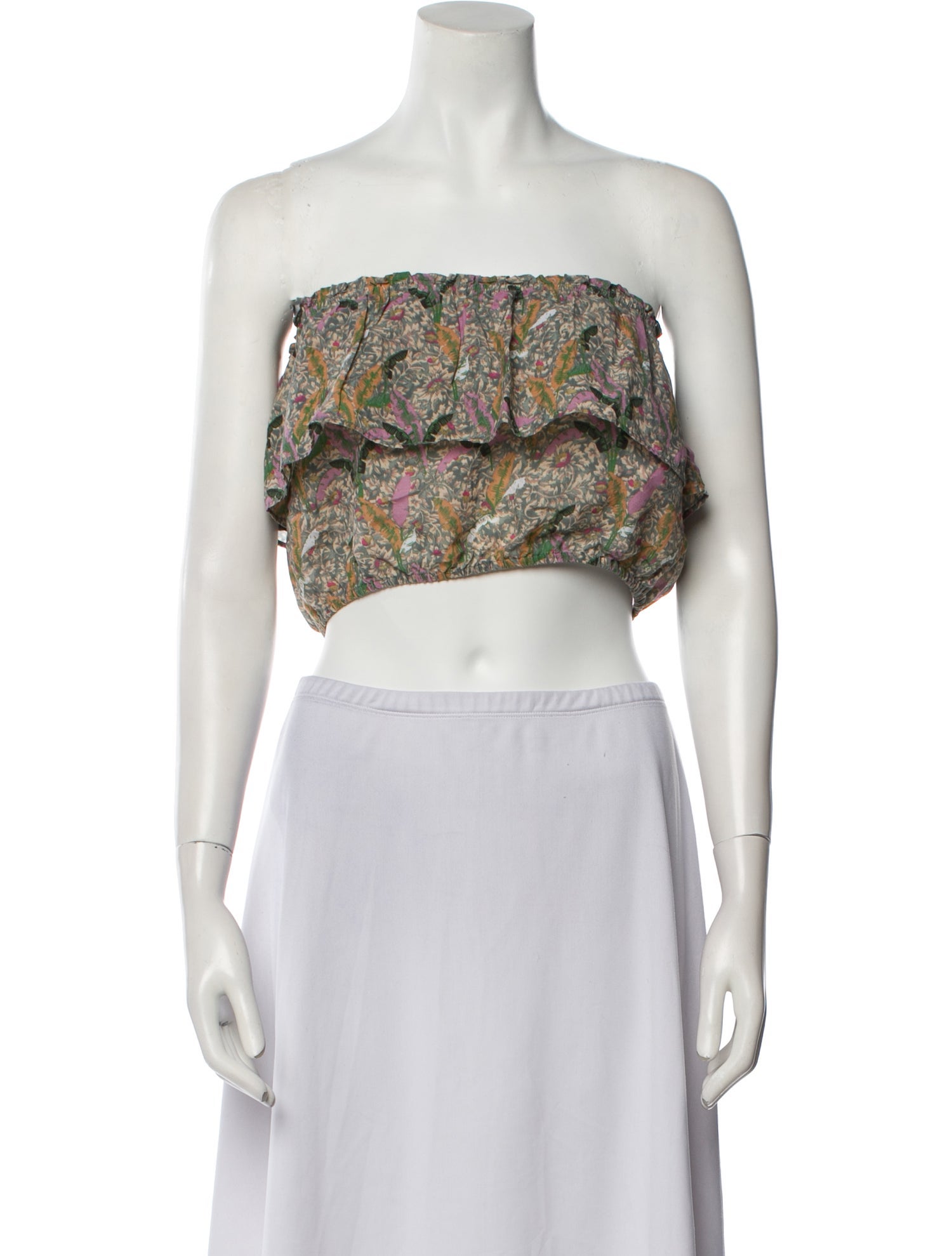 BA&SH Printed Strapless Crop Top