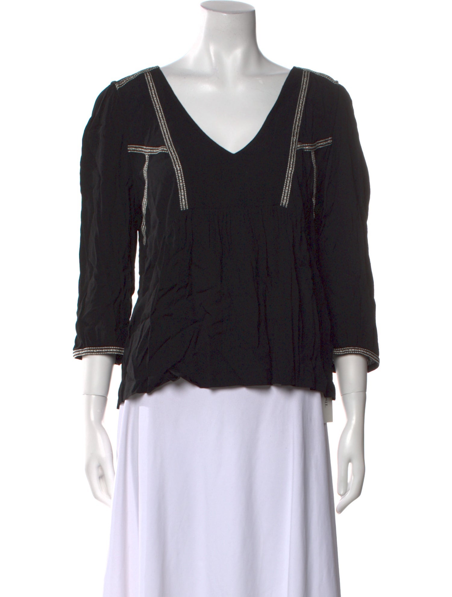 BA&SH V-Neck Three-Quarter Sleeve Blouse