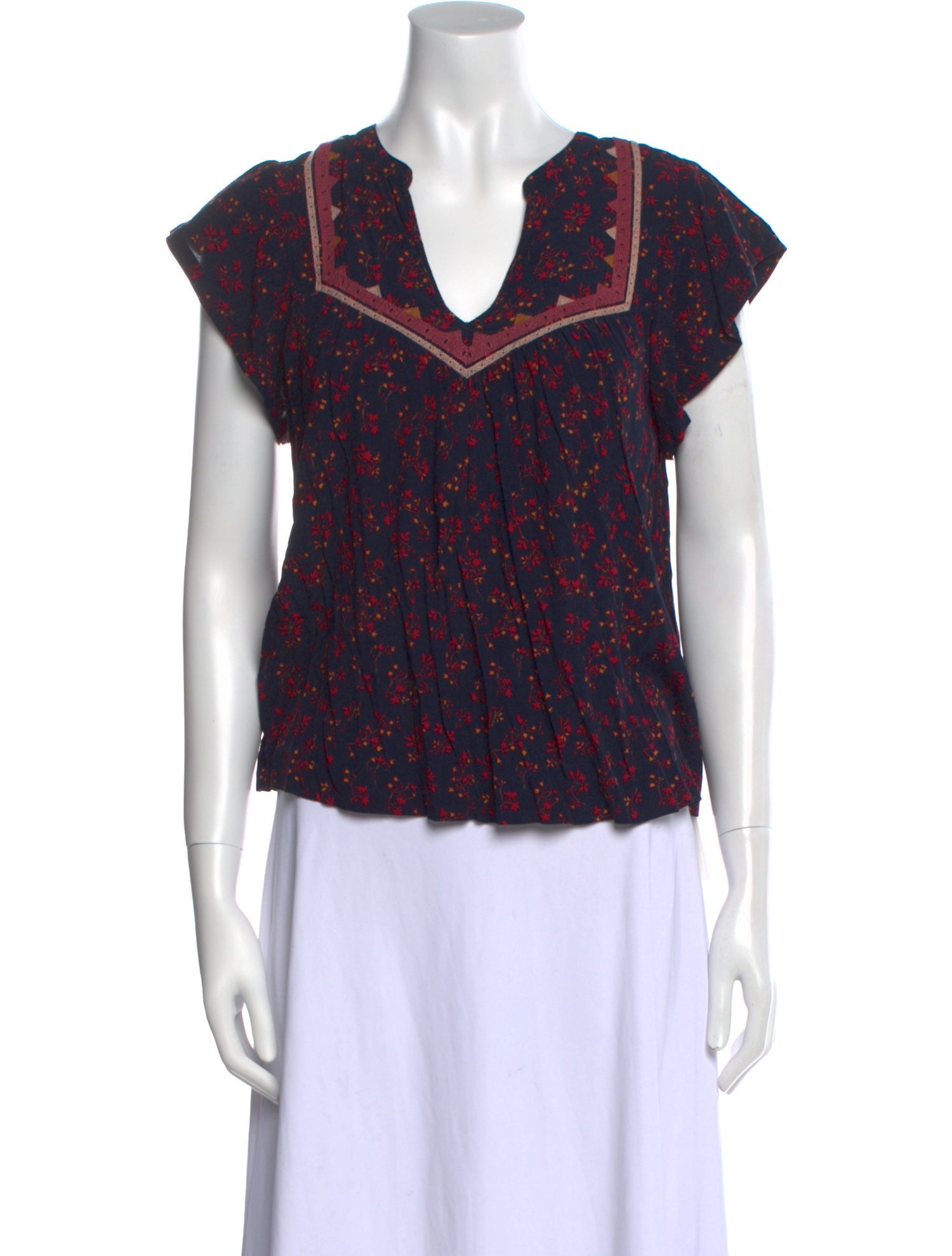 BA&SH Floral Print V-Neck Blouse