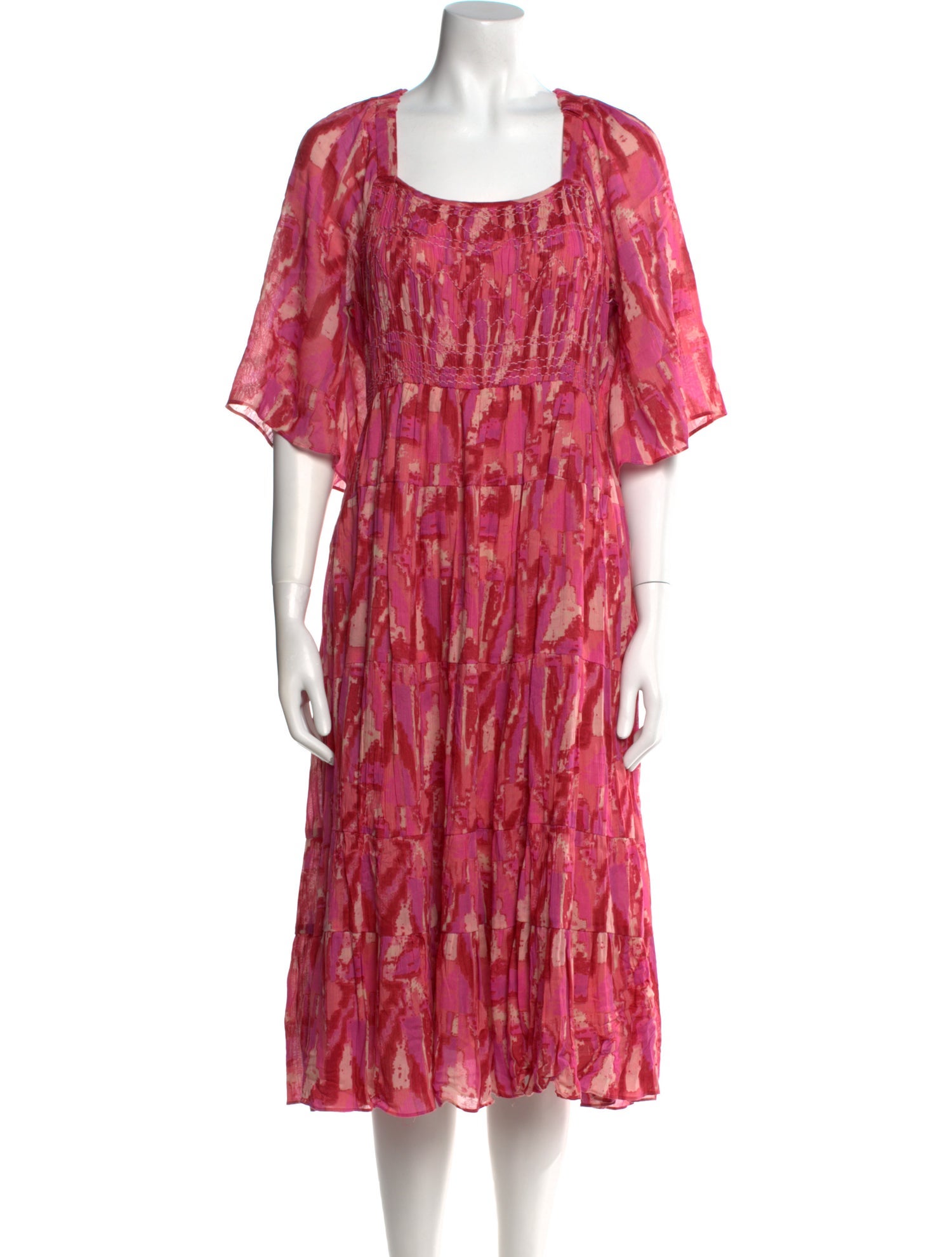 BA&SH Tie-Dye Print Midi Length Dress