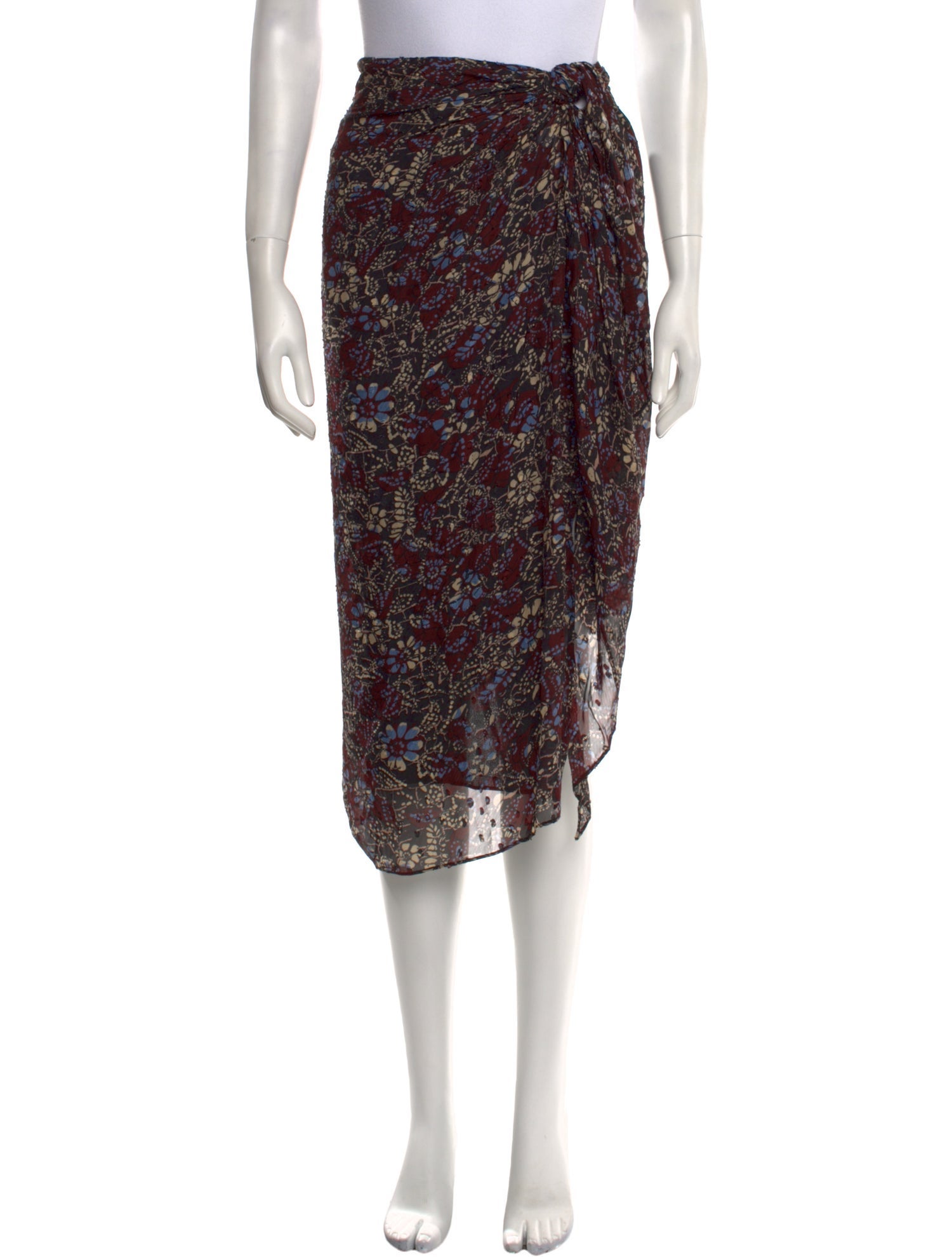 BA&SH Floral Print Midi Length Skirt