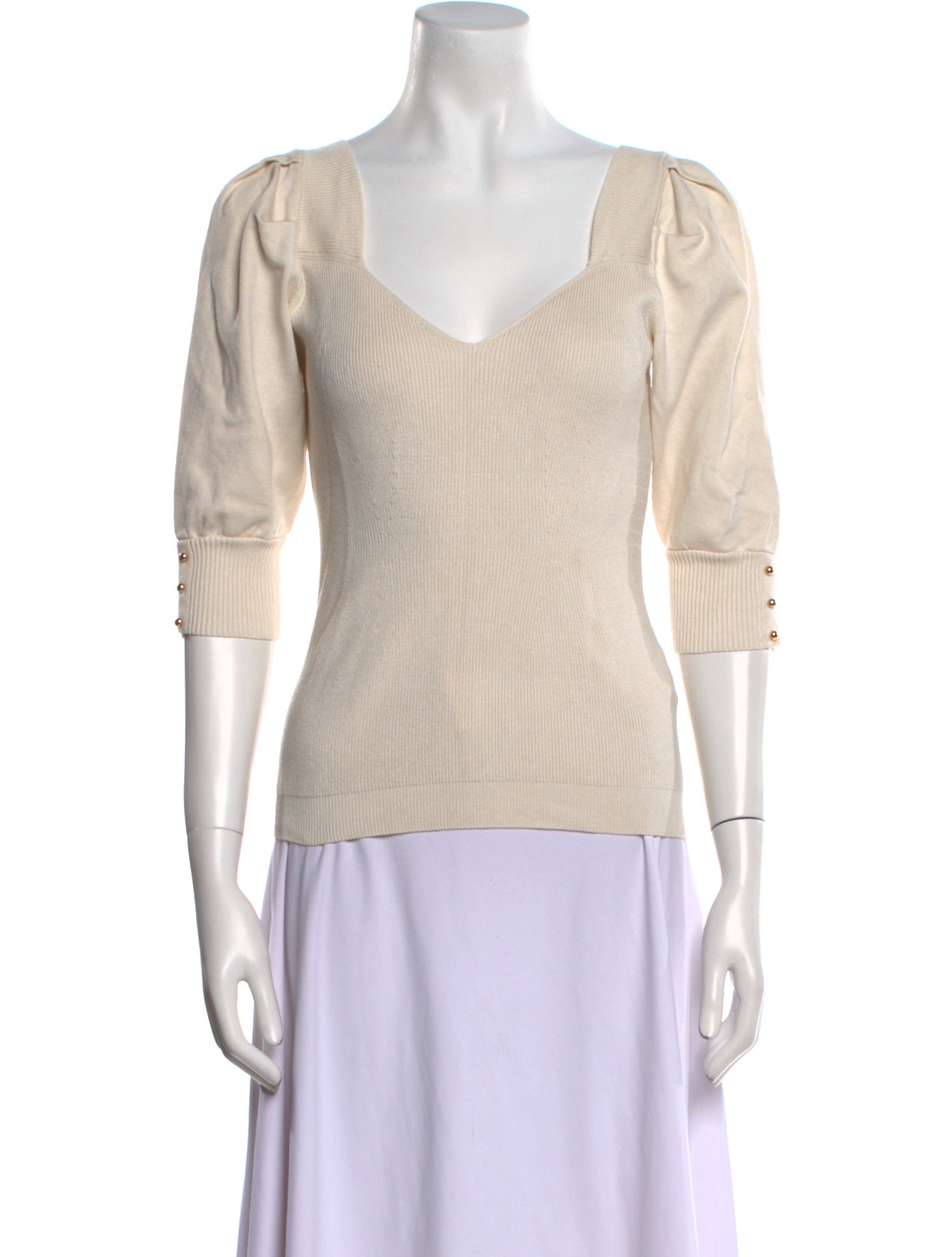 BA&SH V-Neck Three-Quarter Sleeve Top