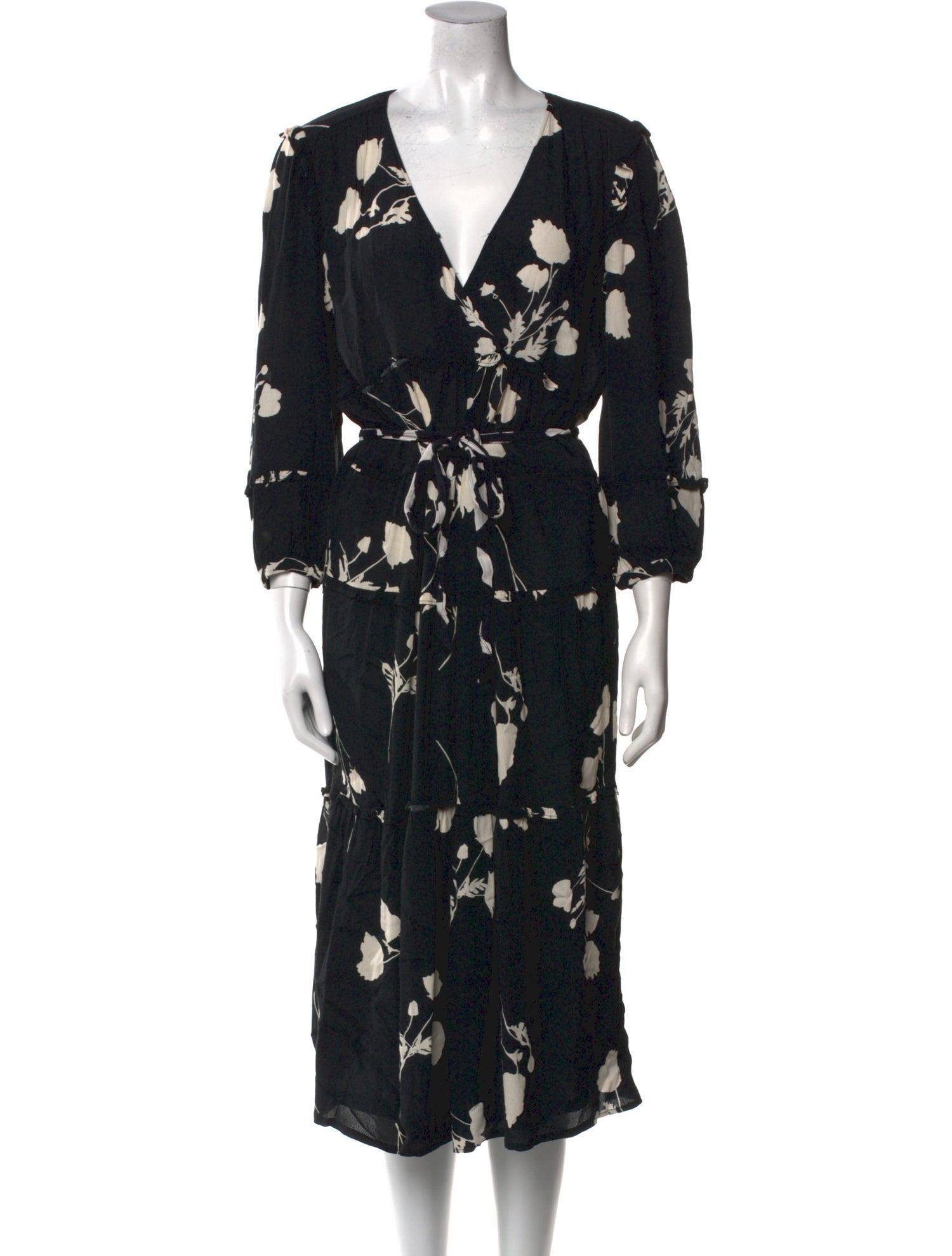 BA&SH Floral Print Midi Length Dress