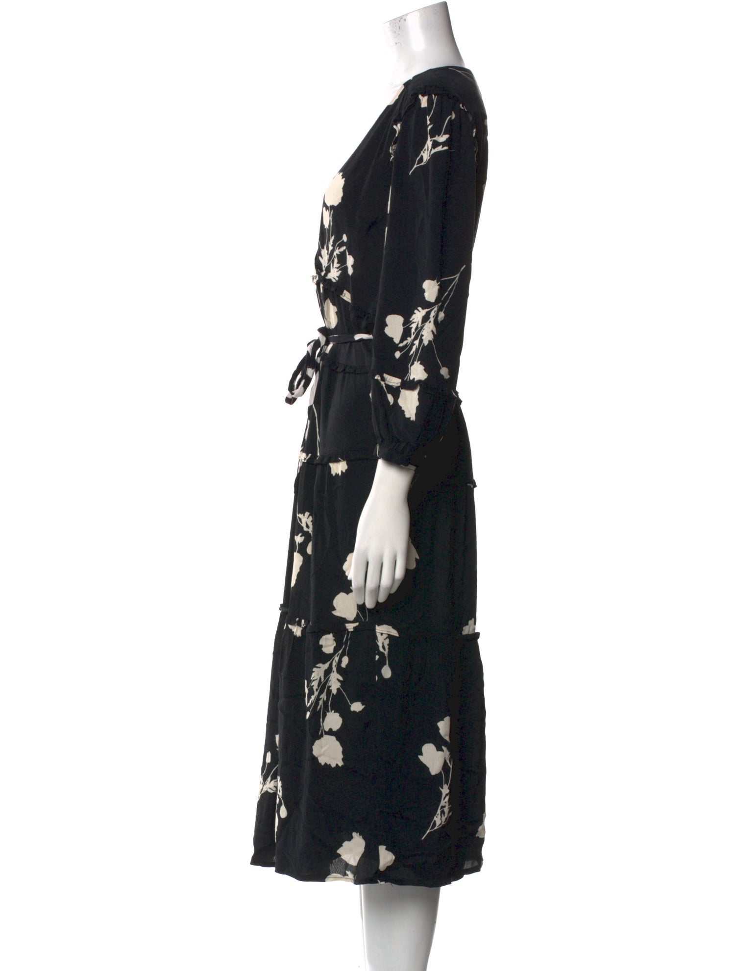 BA&SH Floral Print Midi Length Dress