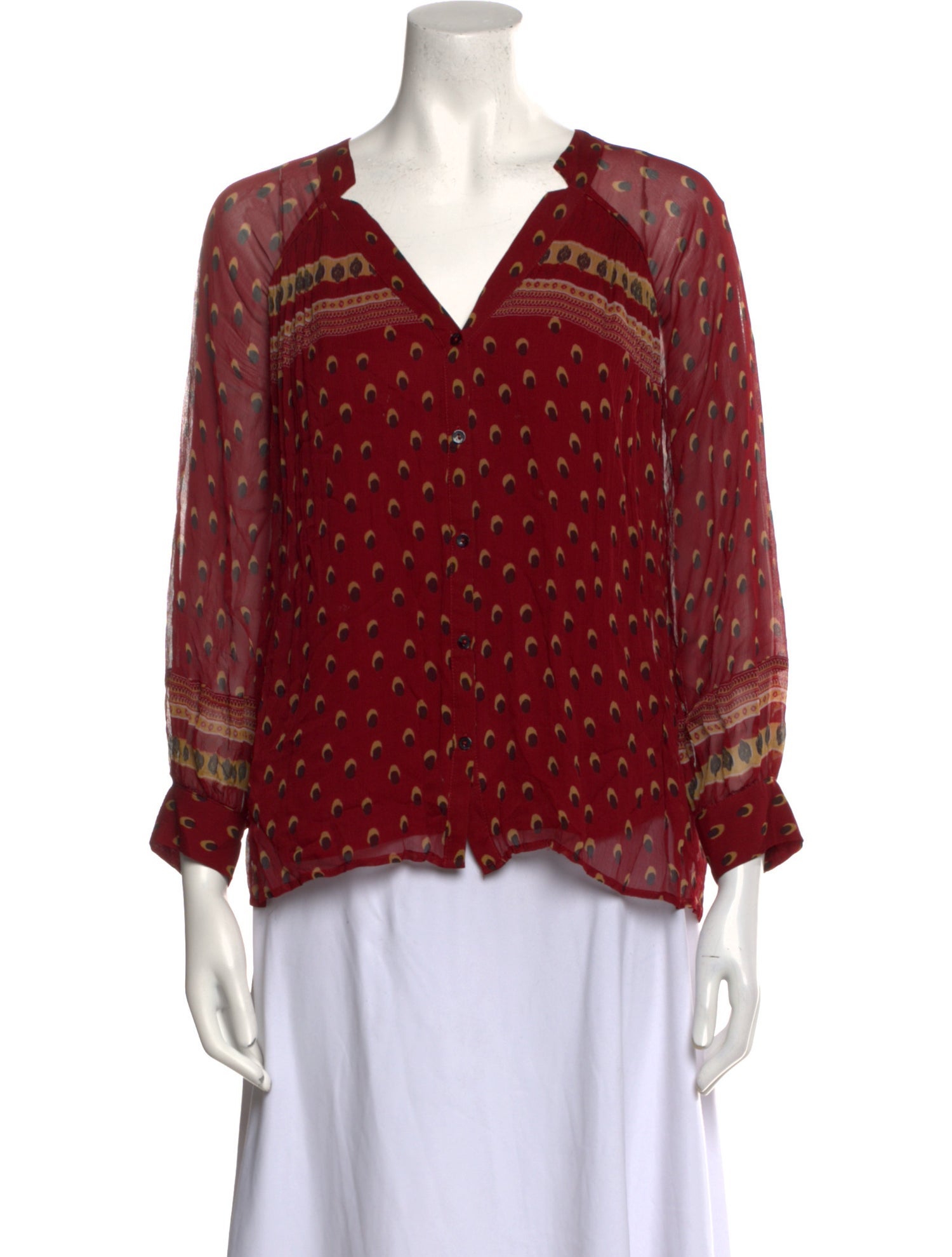 BA&SH Printed V-Neck Blouse