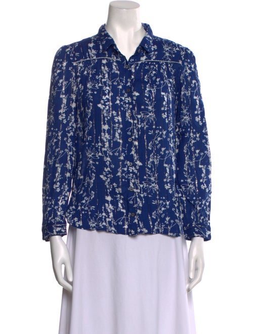 BA&SH Floral Print Long Sleeve Button-Up Top
