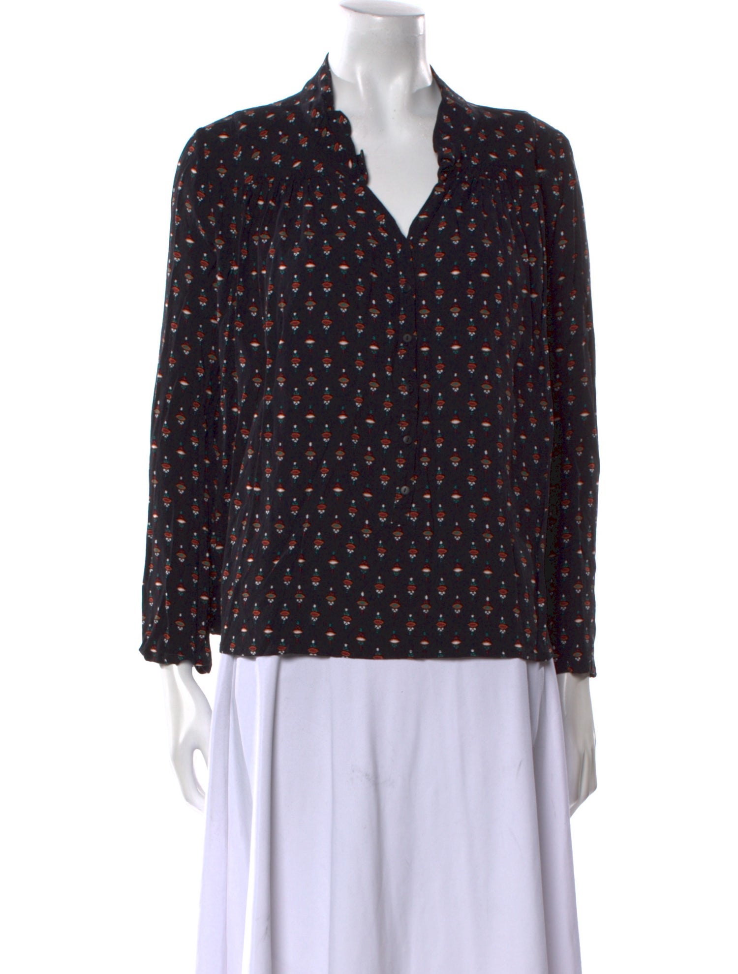 BA&SH Printed V-Neck Blouse