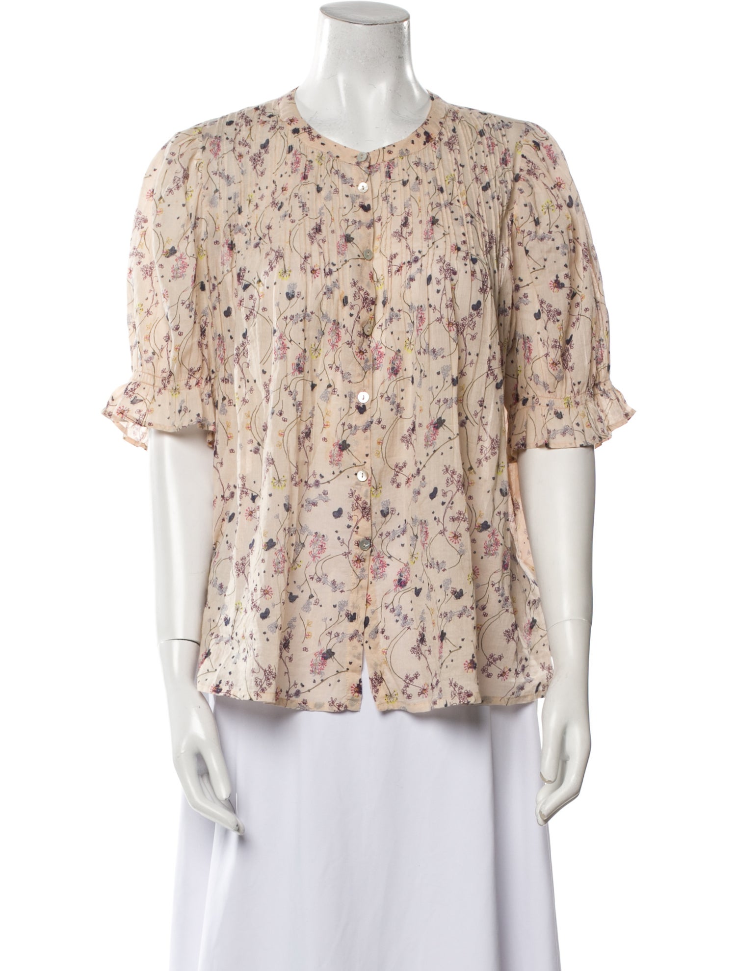 BA&SH Floral Print Crew Neck Blouse