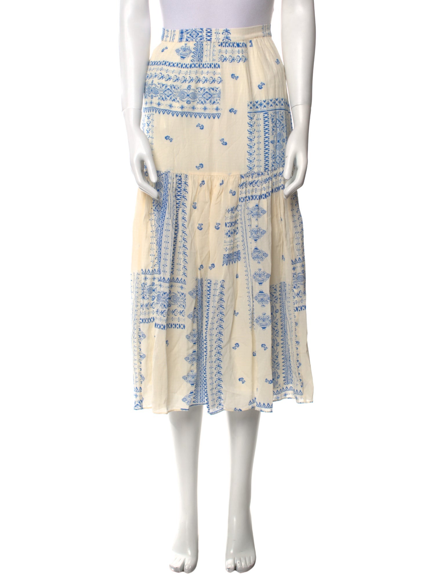 BA&SH Printed Midi Length Skirt