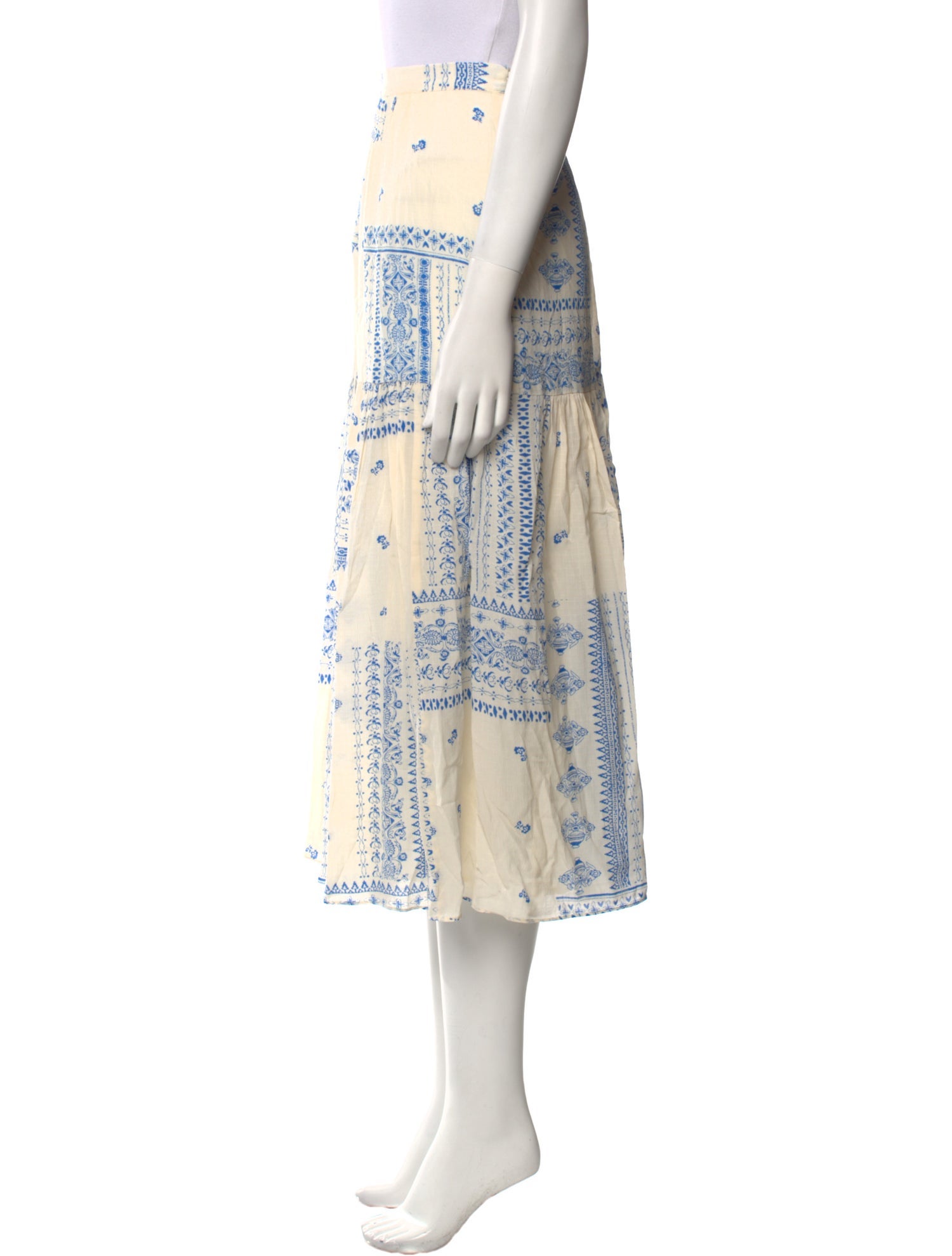 BA&SH Printed Midi Length Skirt