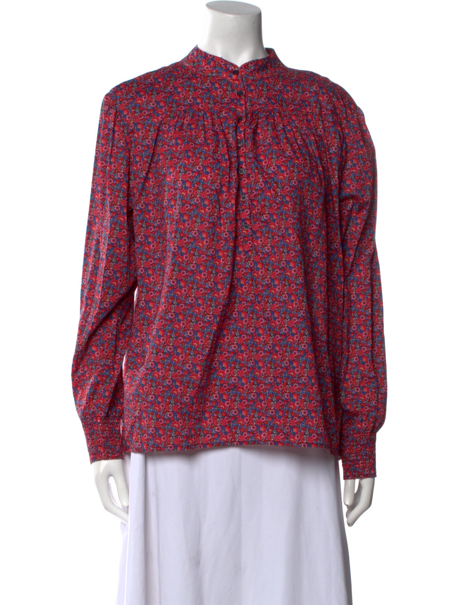 BA&SH Printed Mock Neck Blouse