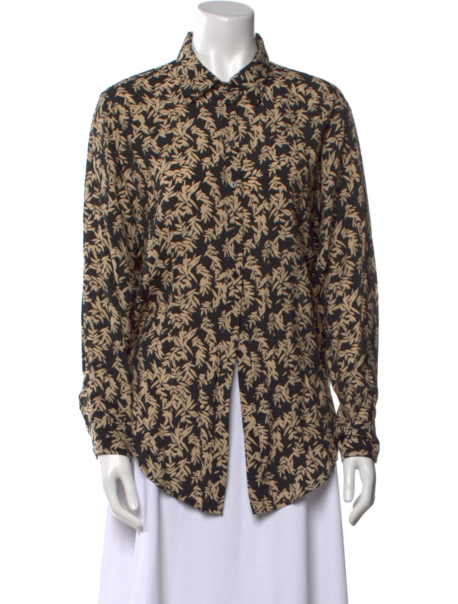 BA&SH Printed Long Sleeve Button-Up Top