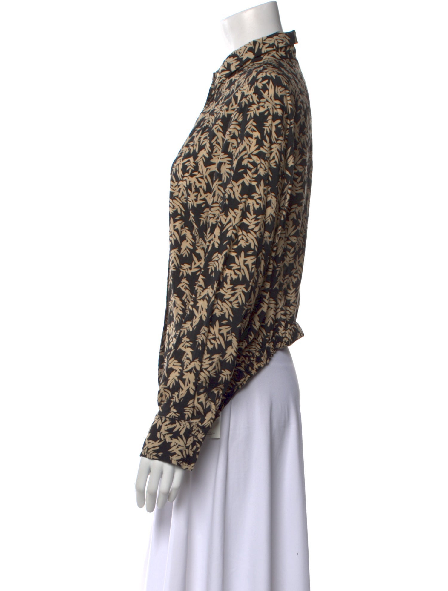 BA&SH Printed Long Sleeve Button-Up Top