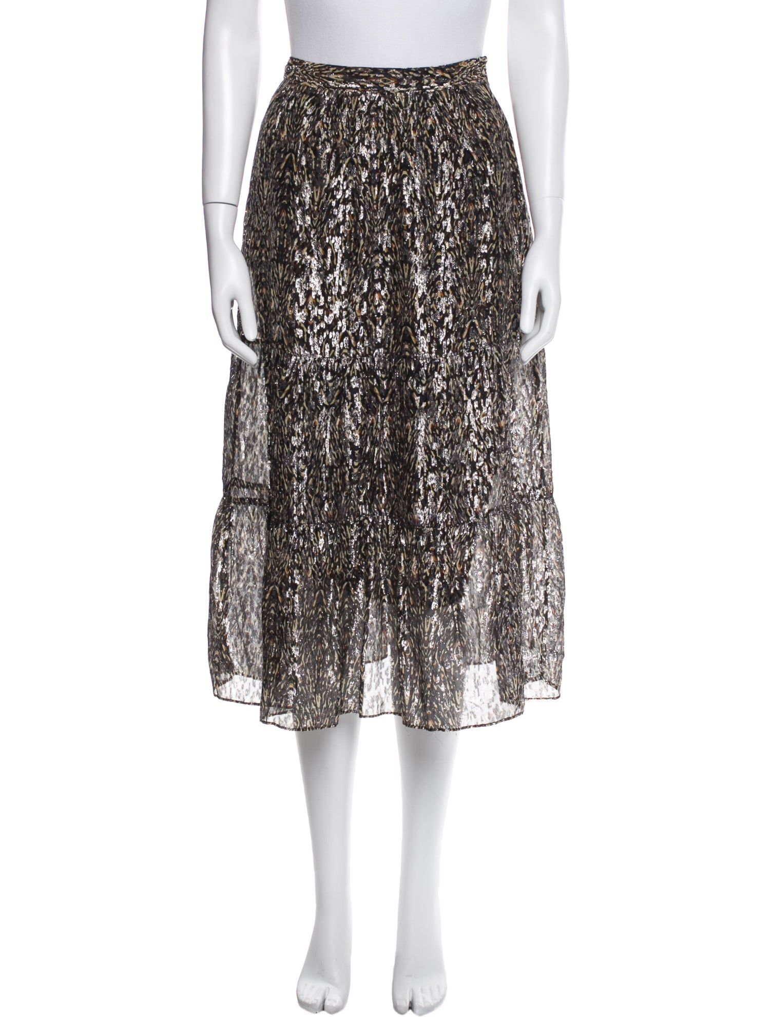 BA&SH Printed Midi Length Skirt