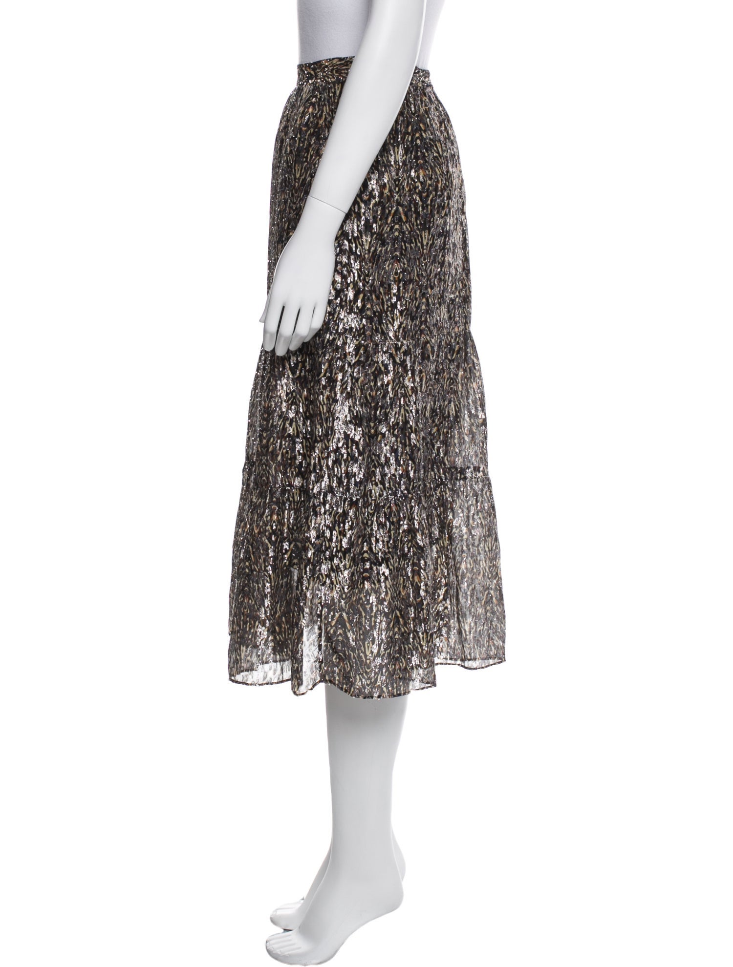 BA&SH Printed Midi Length Skirt