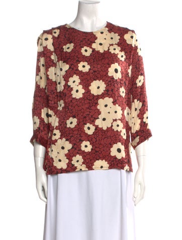 Ba&Sh Tops Floral Print Crew Neck Blouse XS