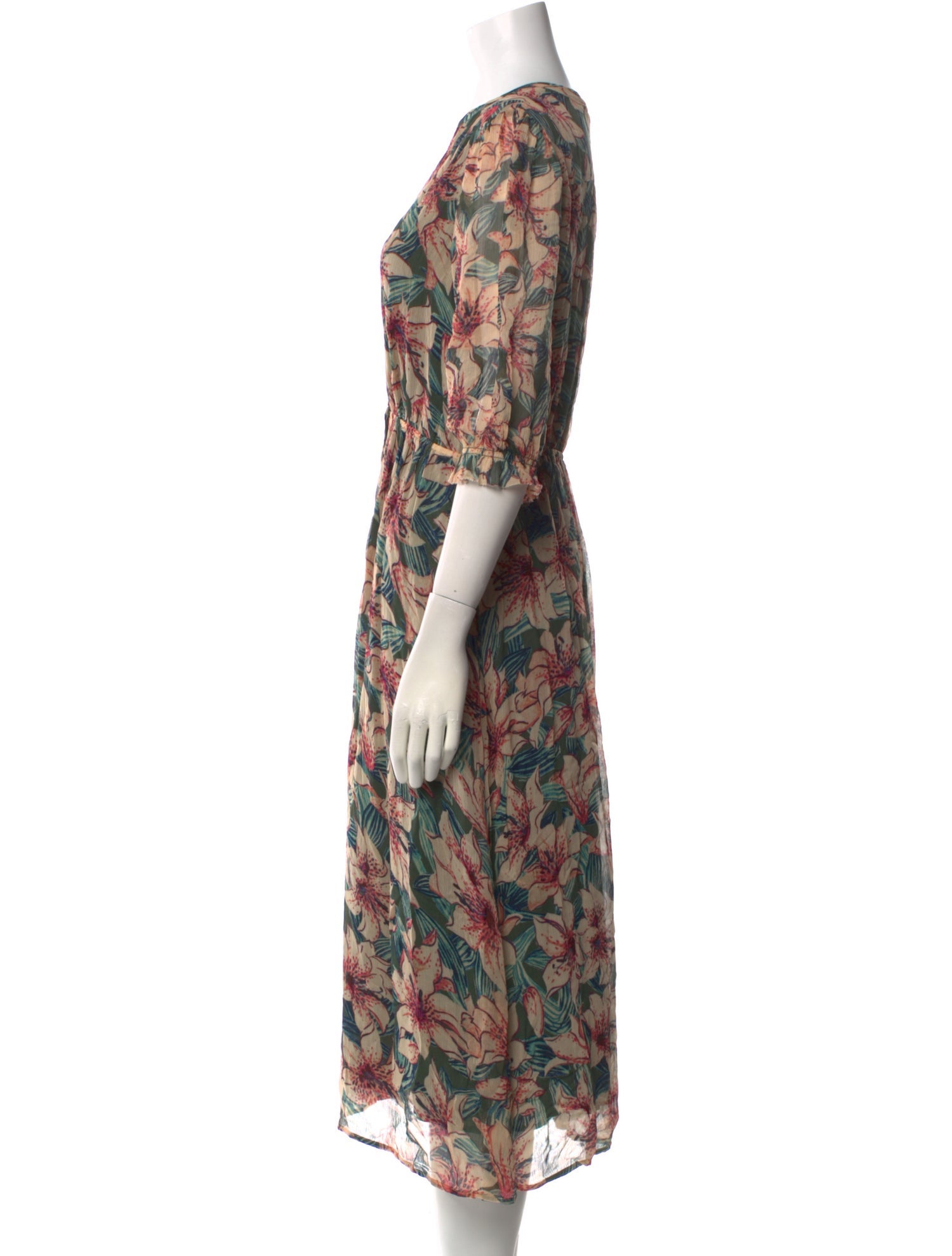 BA&SH Floral Print Midi Length Dress