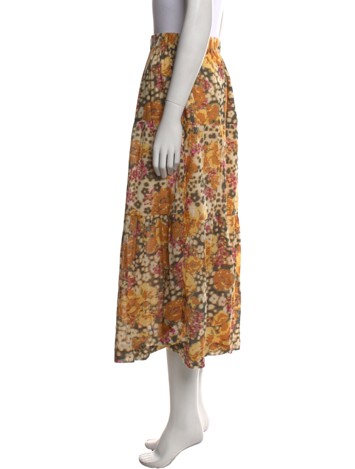 BA&SH Floral Print Midi Length Skirt