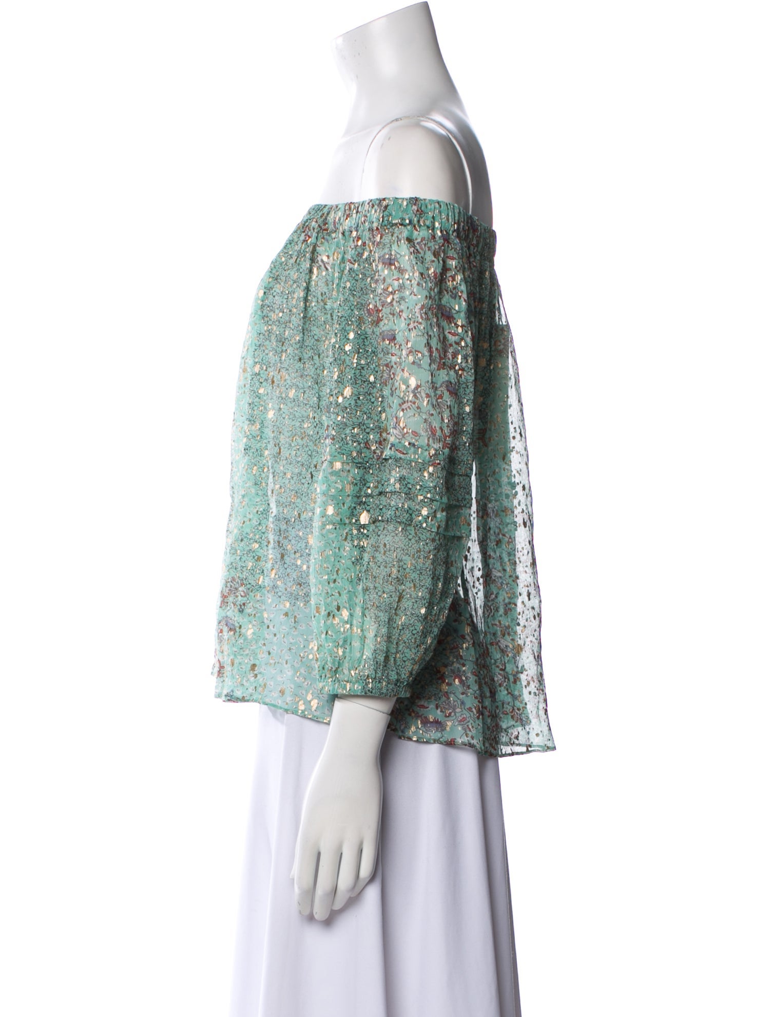 BA&SH Floral Print Off-The-Shoulder Blouse