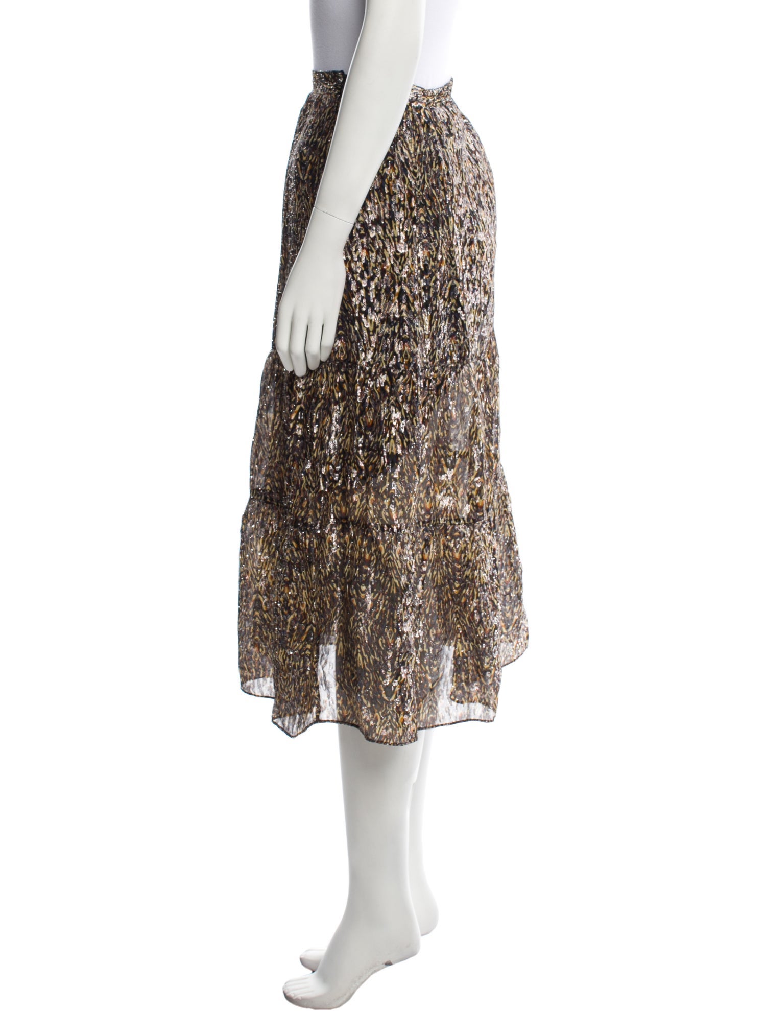 BA&SH Floral Print Midi Length Skirt