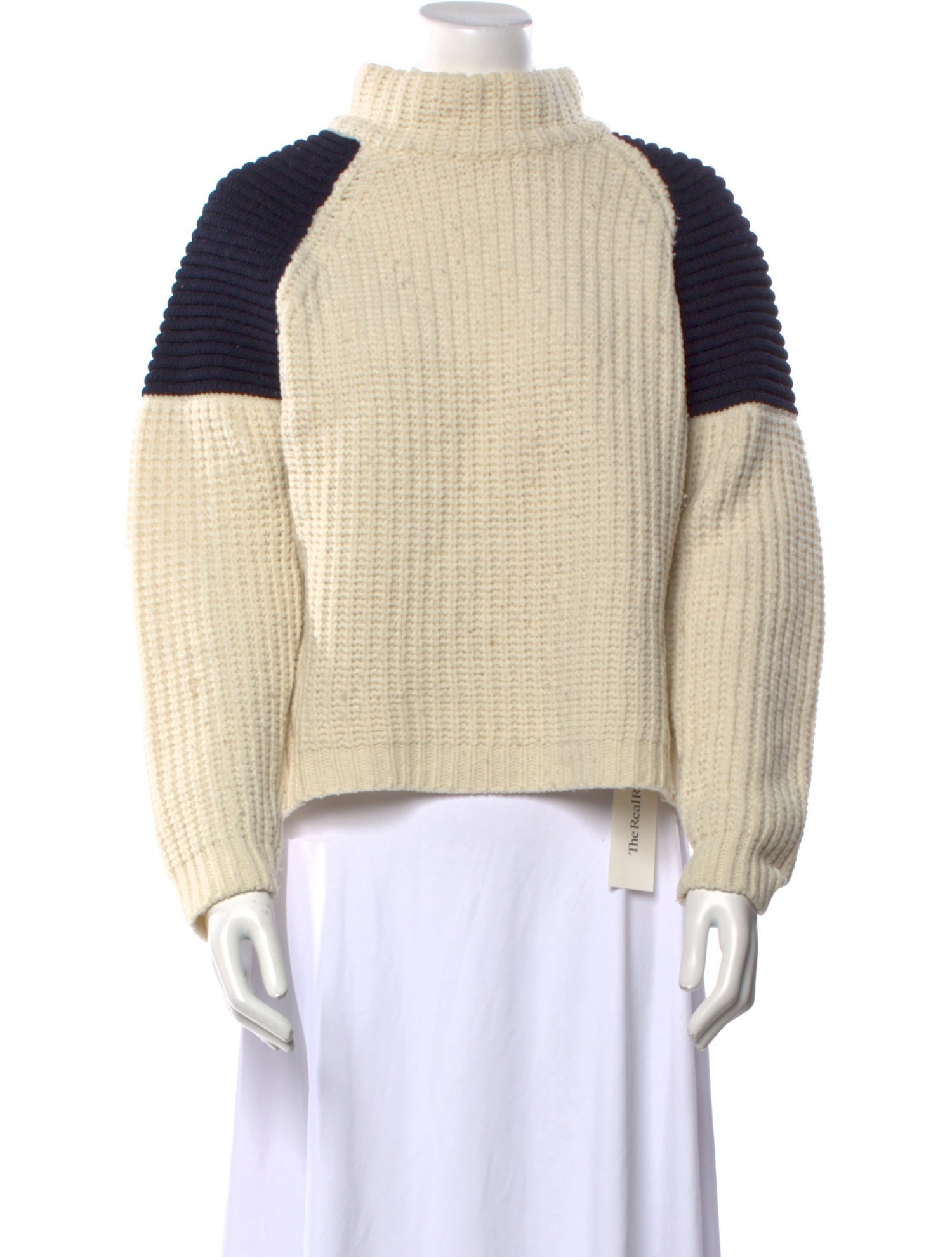 BA&SH Colorblock Pattern Mock Neck Sweater