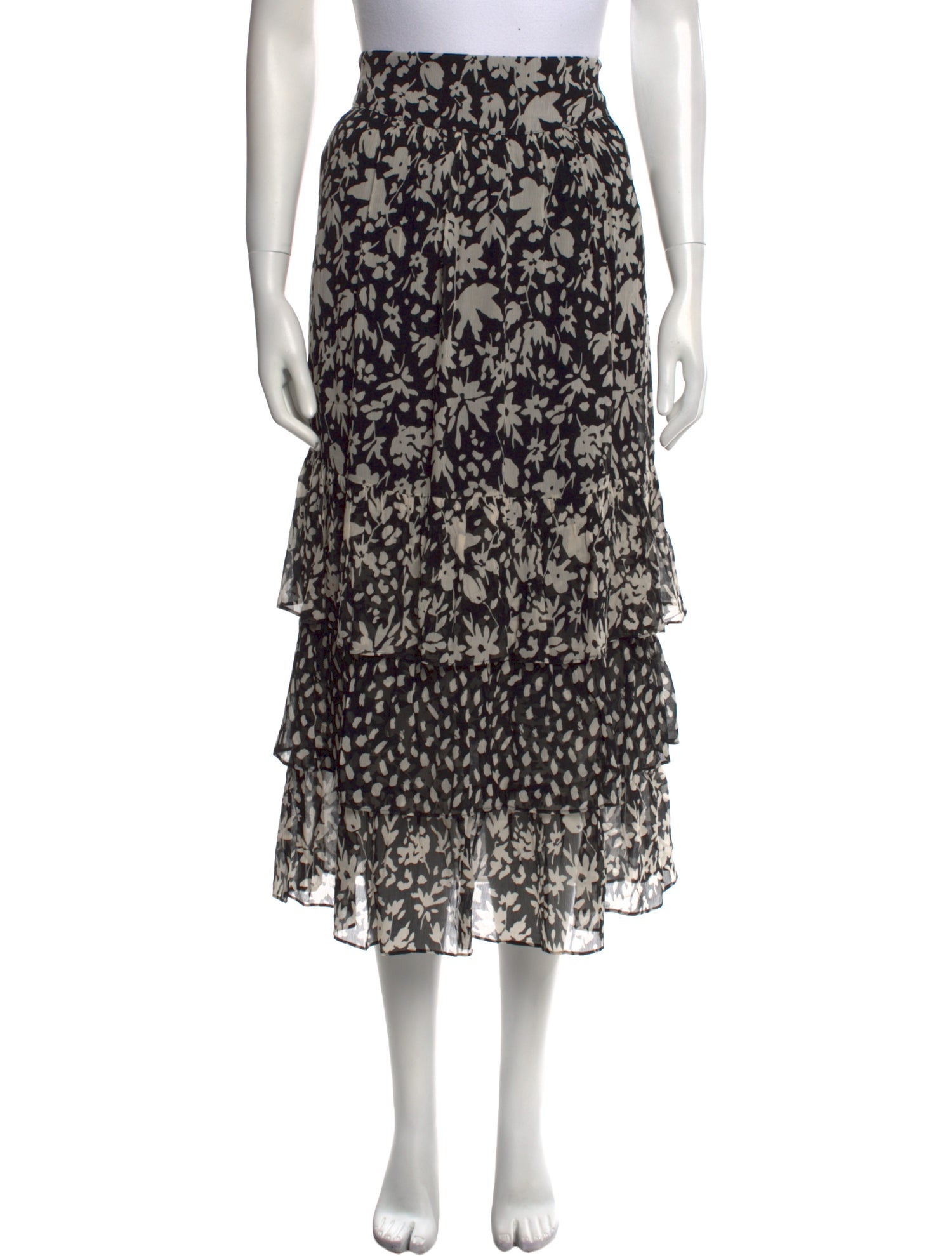 BA&SH Printed Midi Length Skirt