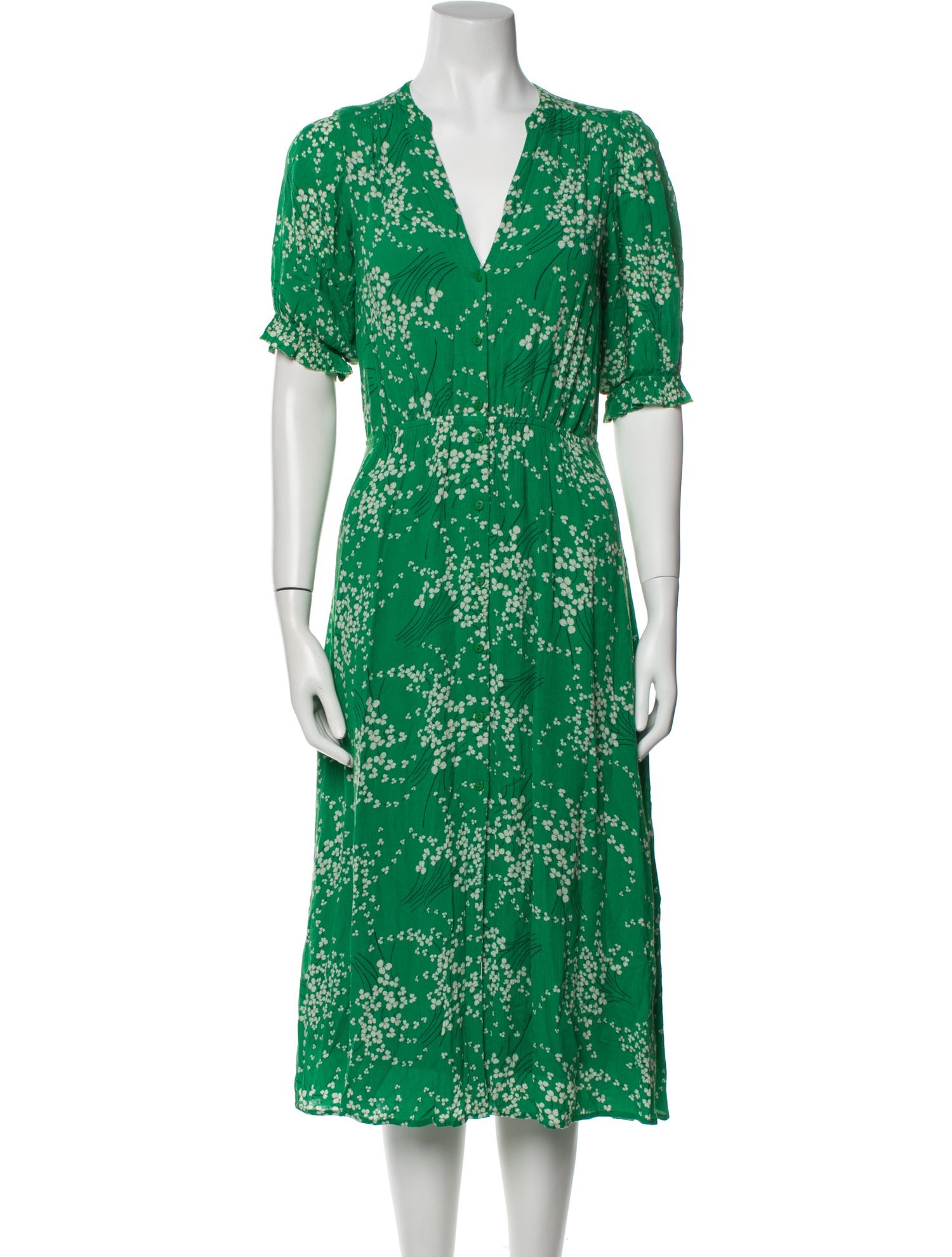 BA&SH Floral Print Midi Length Dress