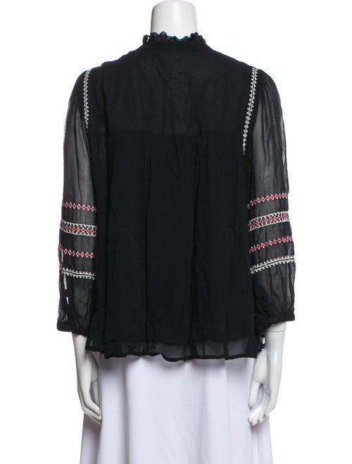 BA&SH Graphic Print Three-Quarter Sleeve Button-Up Top