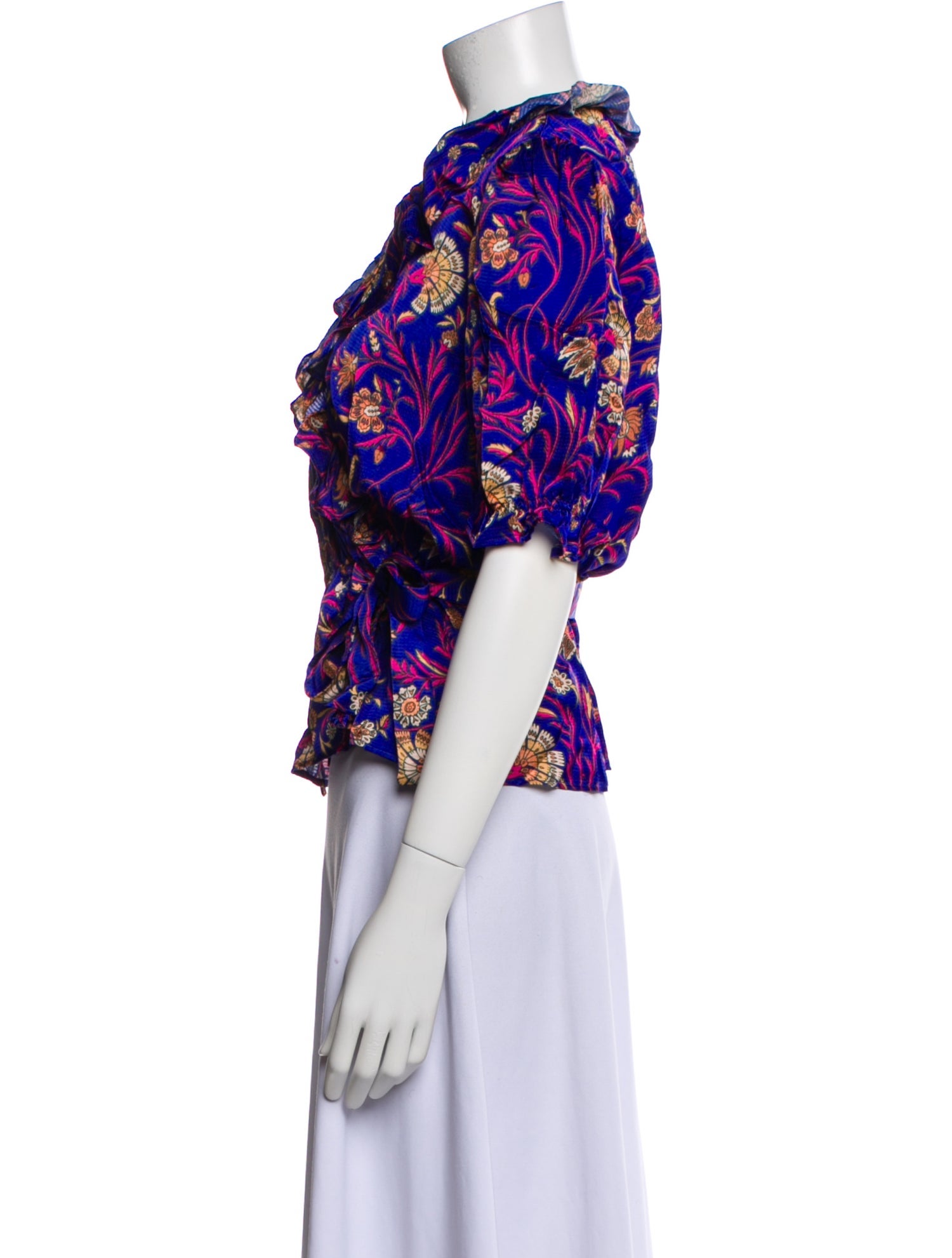 BA&SH Floral Print Short Sleeve Blouse