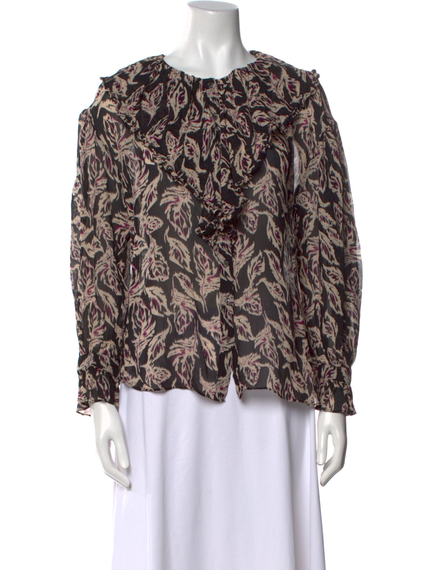 BA&SH Printed Crew Neck Blouse