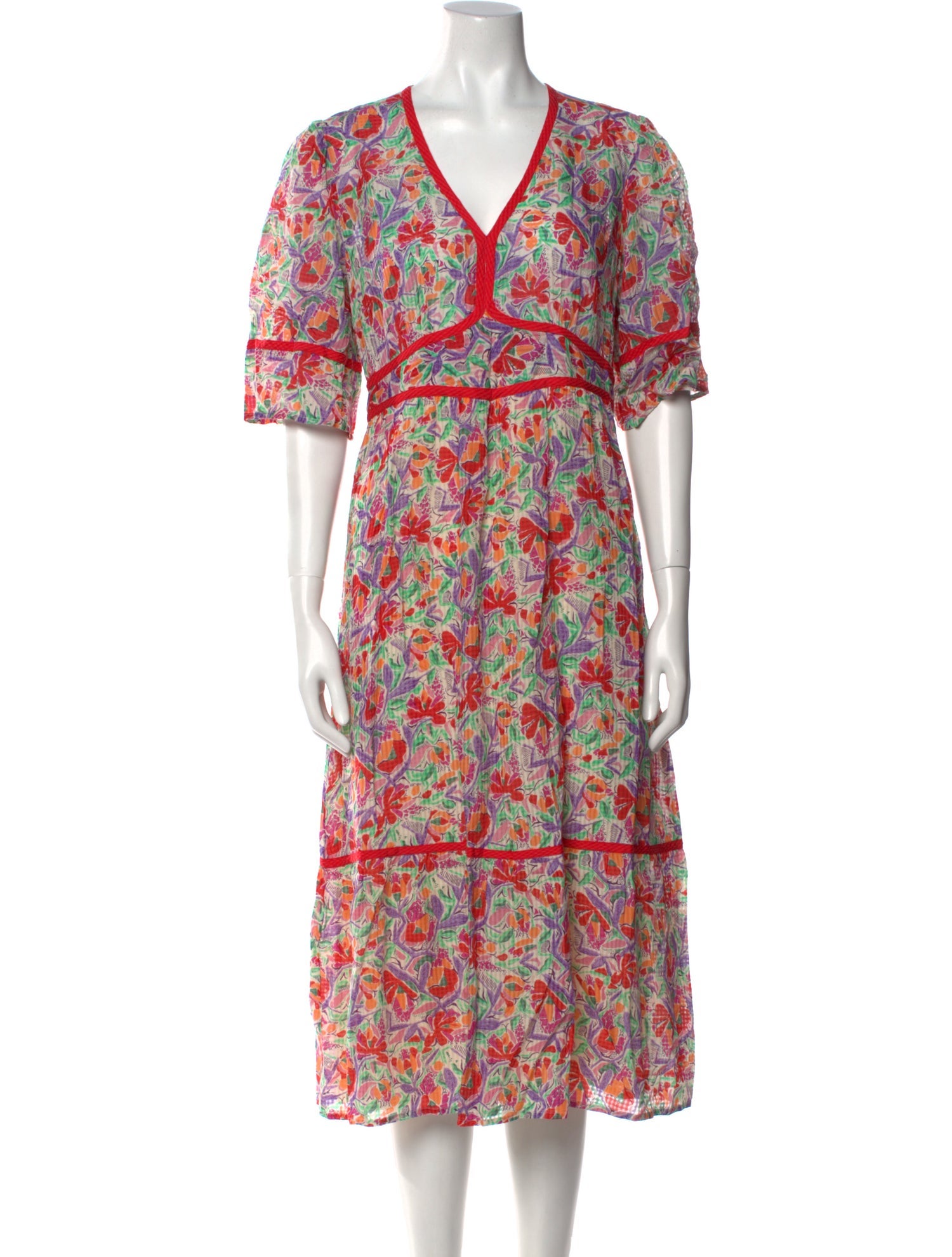 BA&SH Floral Print Midi Length Dress