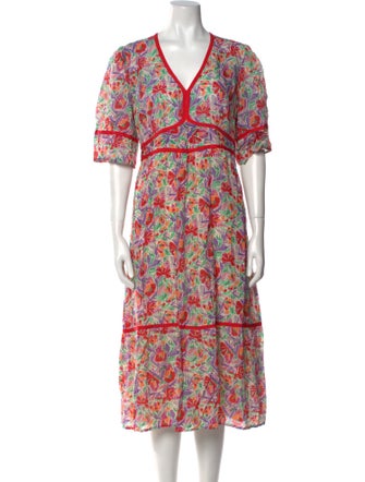BA&SH Floral Print Midi Length Dress