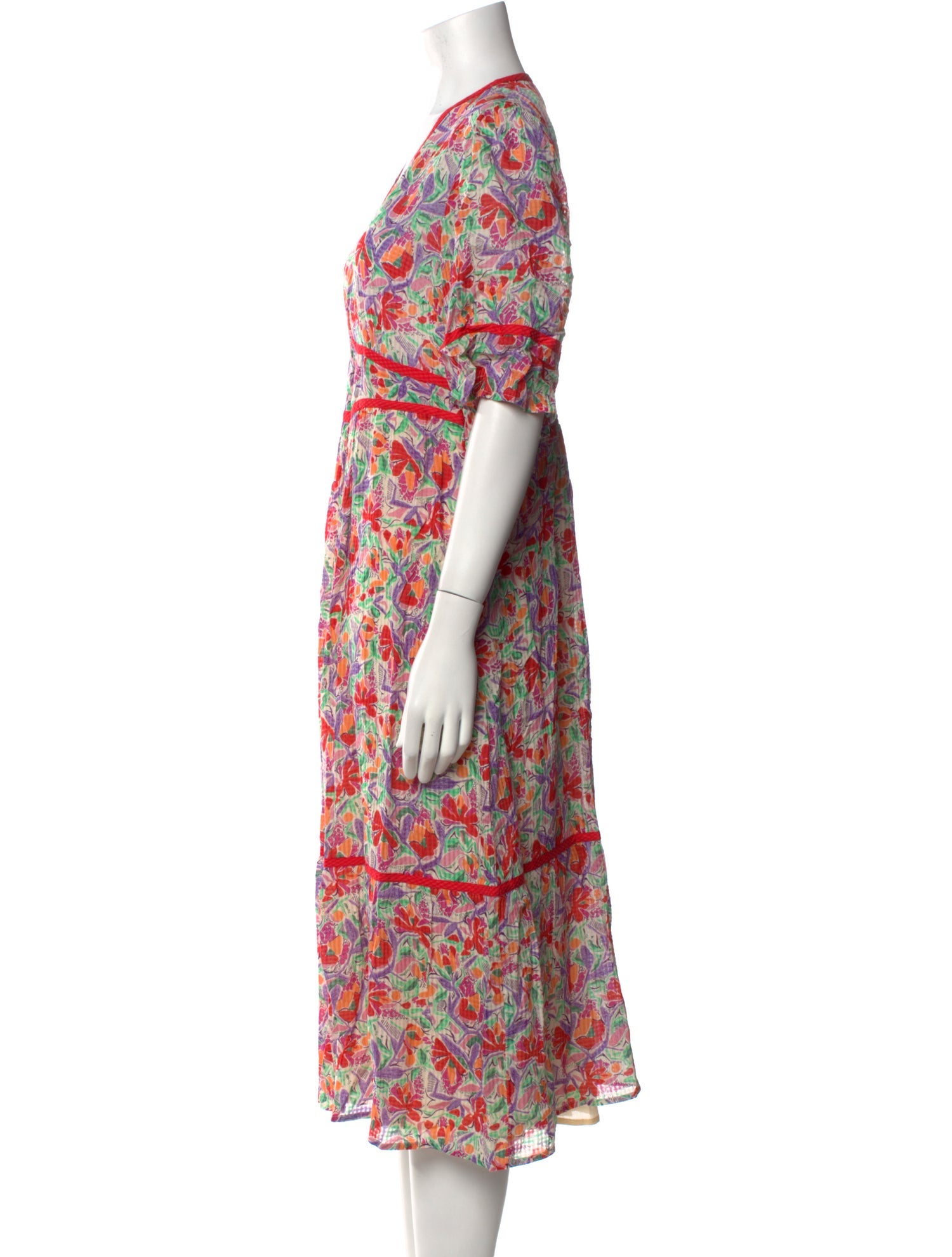 BA&SH Floral Print Midi Length Dress