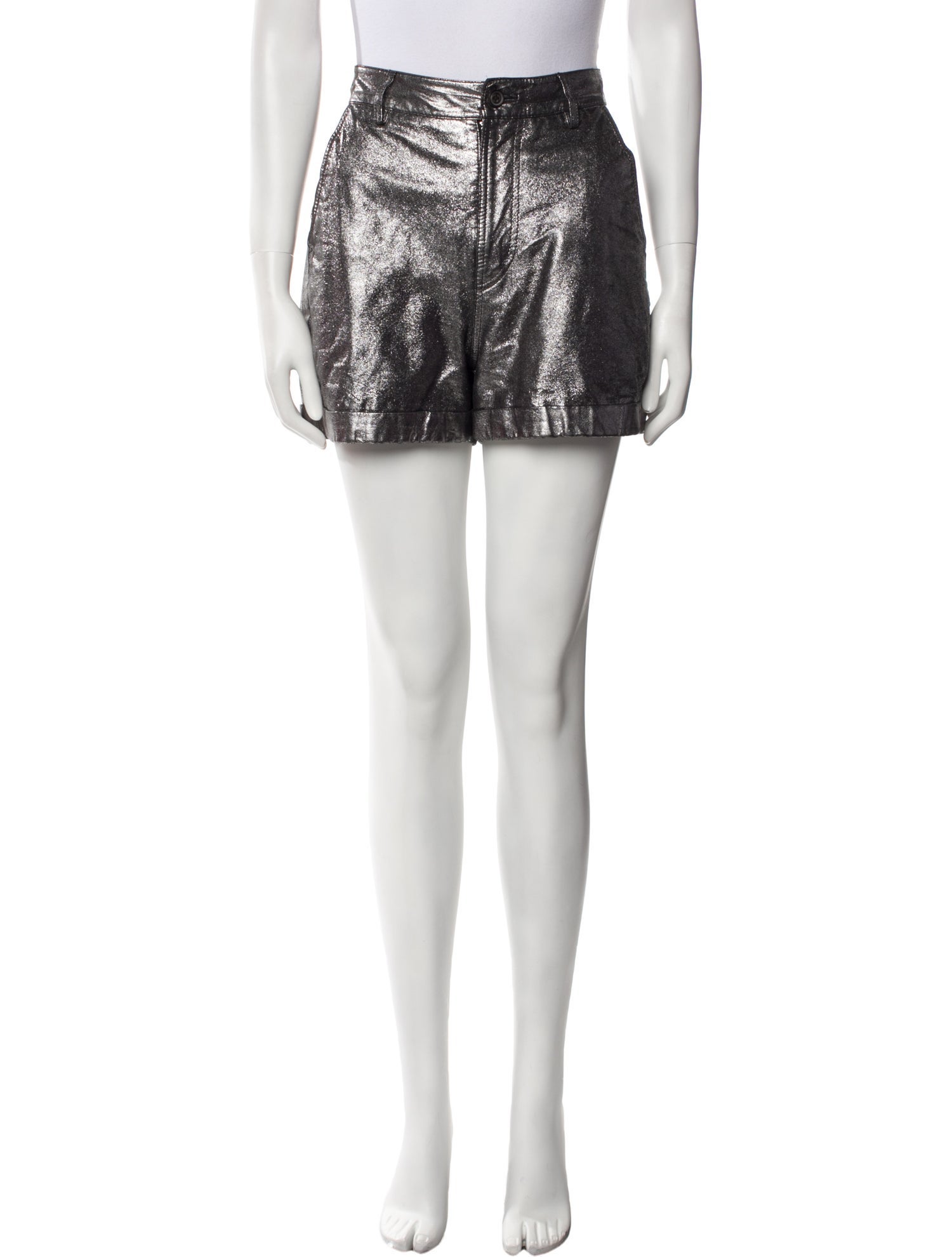 BA&SH Lamb Leather Mini Shorts