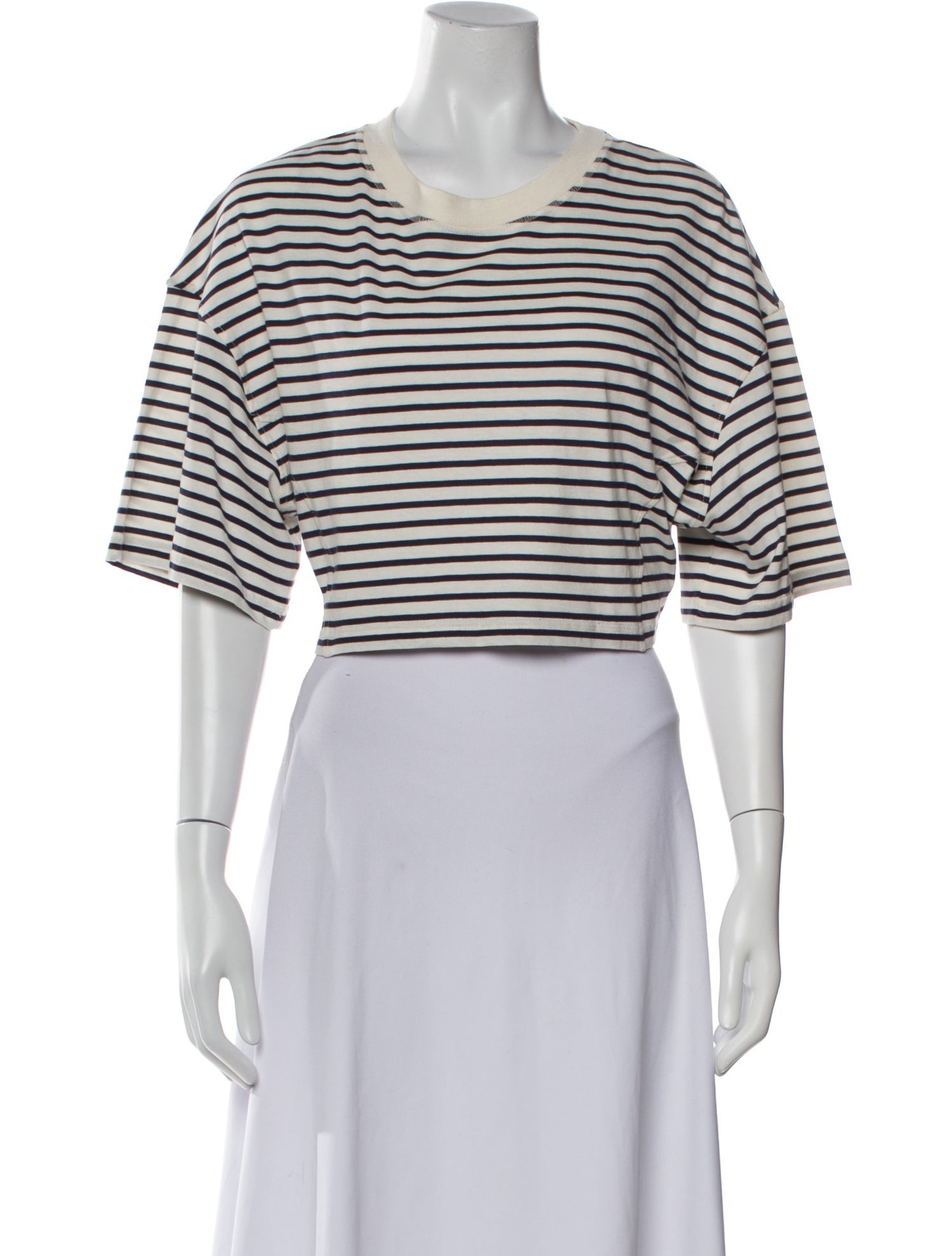 BA&SH Striped Crew Neck Crop Top