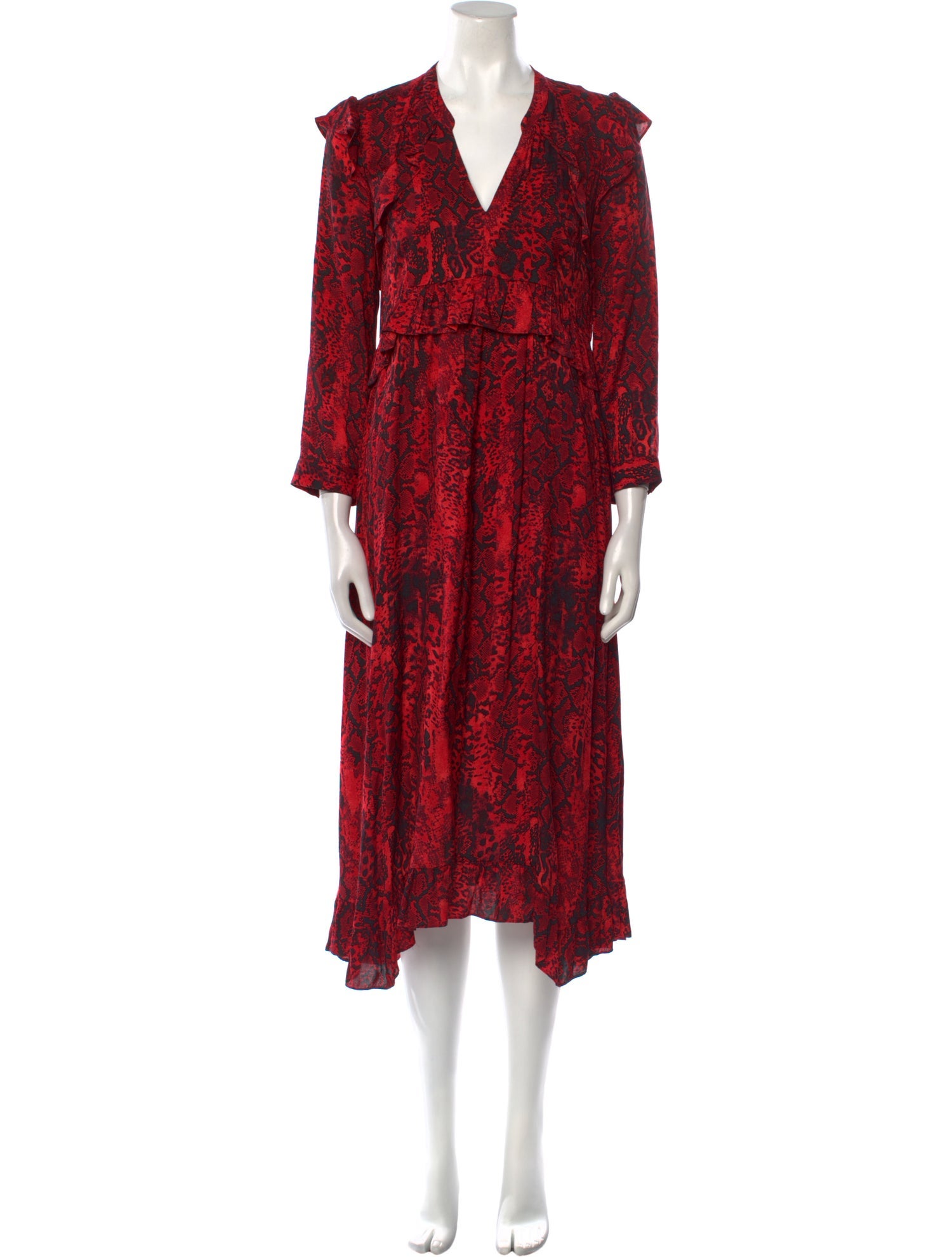 BA&SH Animal Print Midi Length Dress