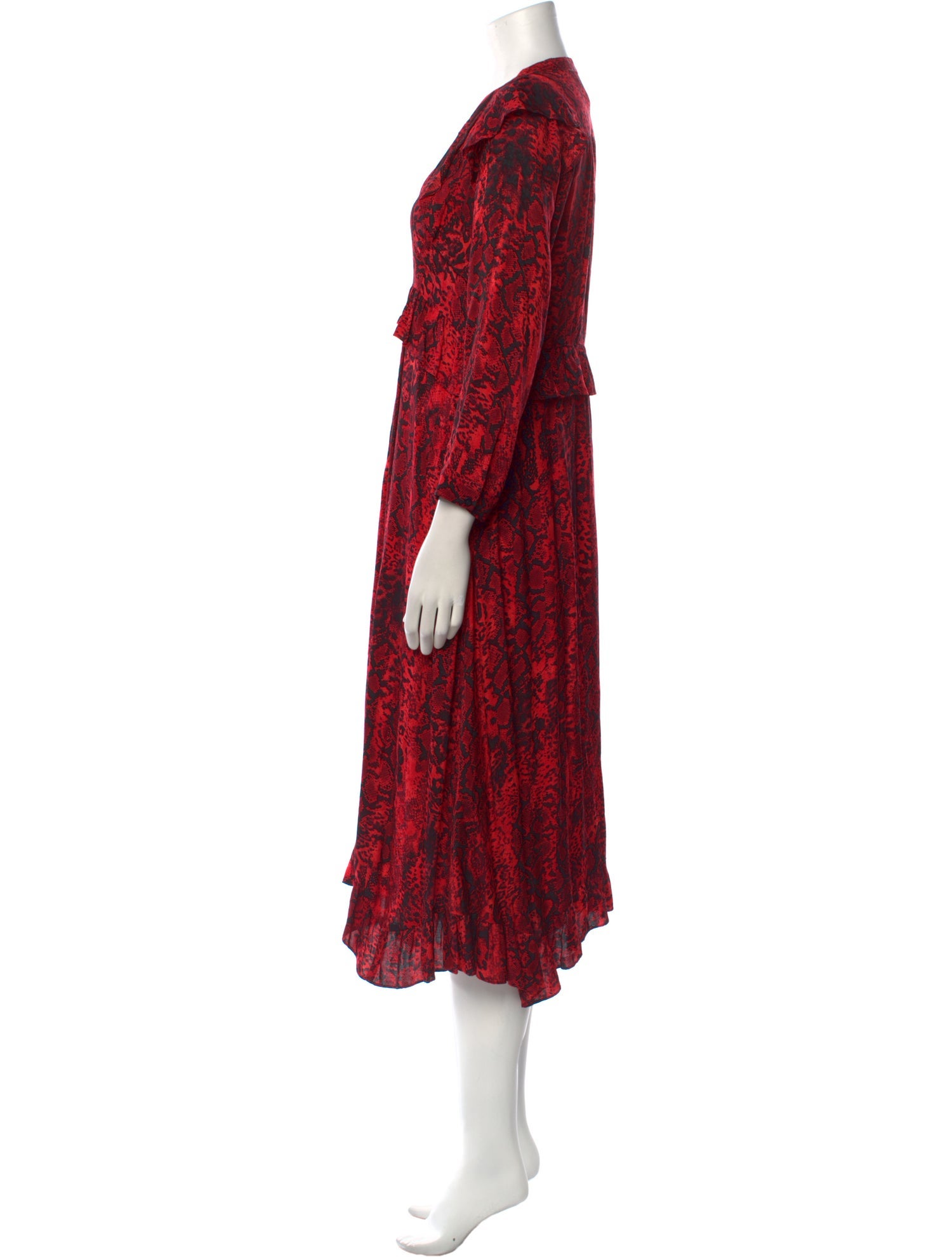 BA&SH Animal Print Midi Length Dress