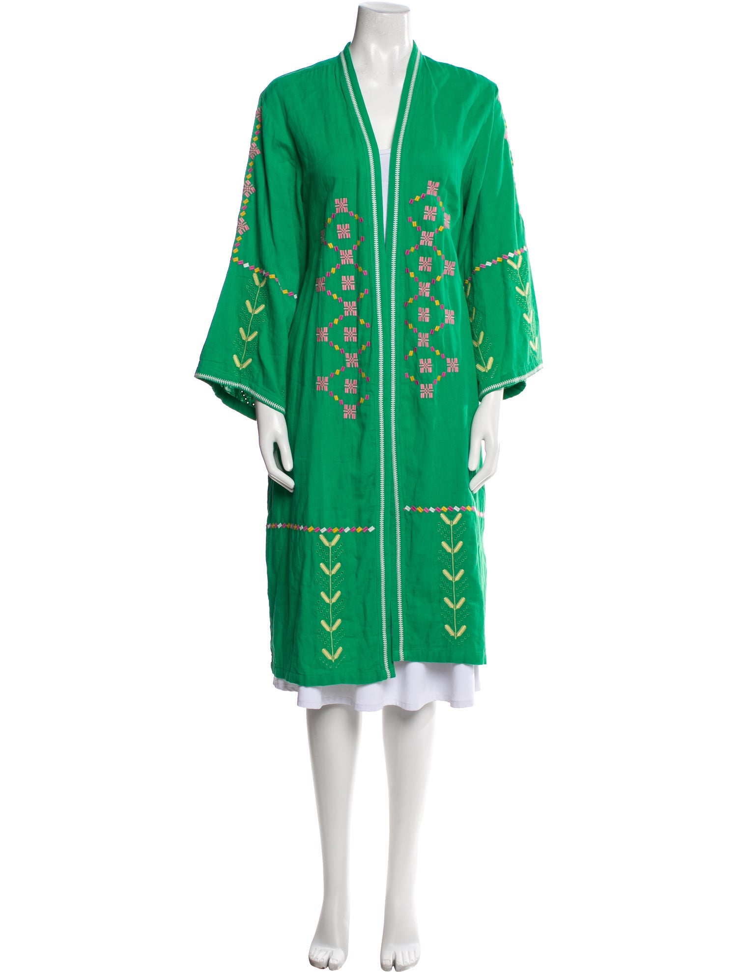 BA&SH Graphic Print Embroidered Accent Robe
