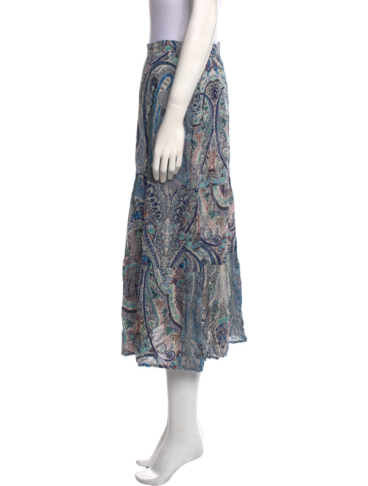 BA&SH Paisley Print Midi Length Skirt