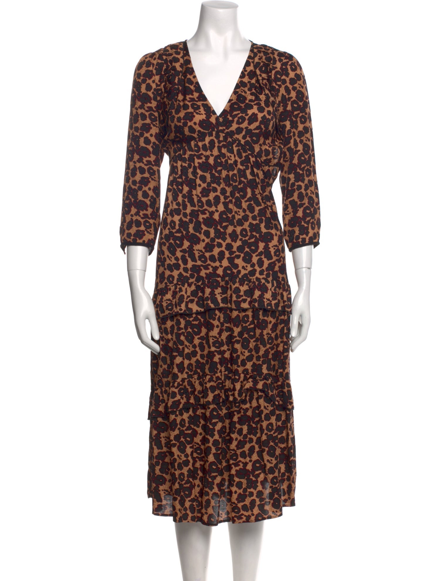 BA&SH Animal Print Midi Length Dress