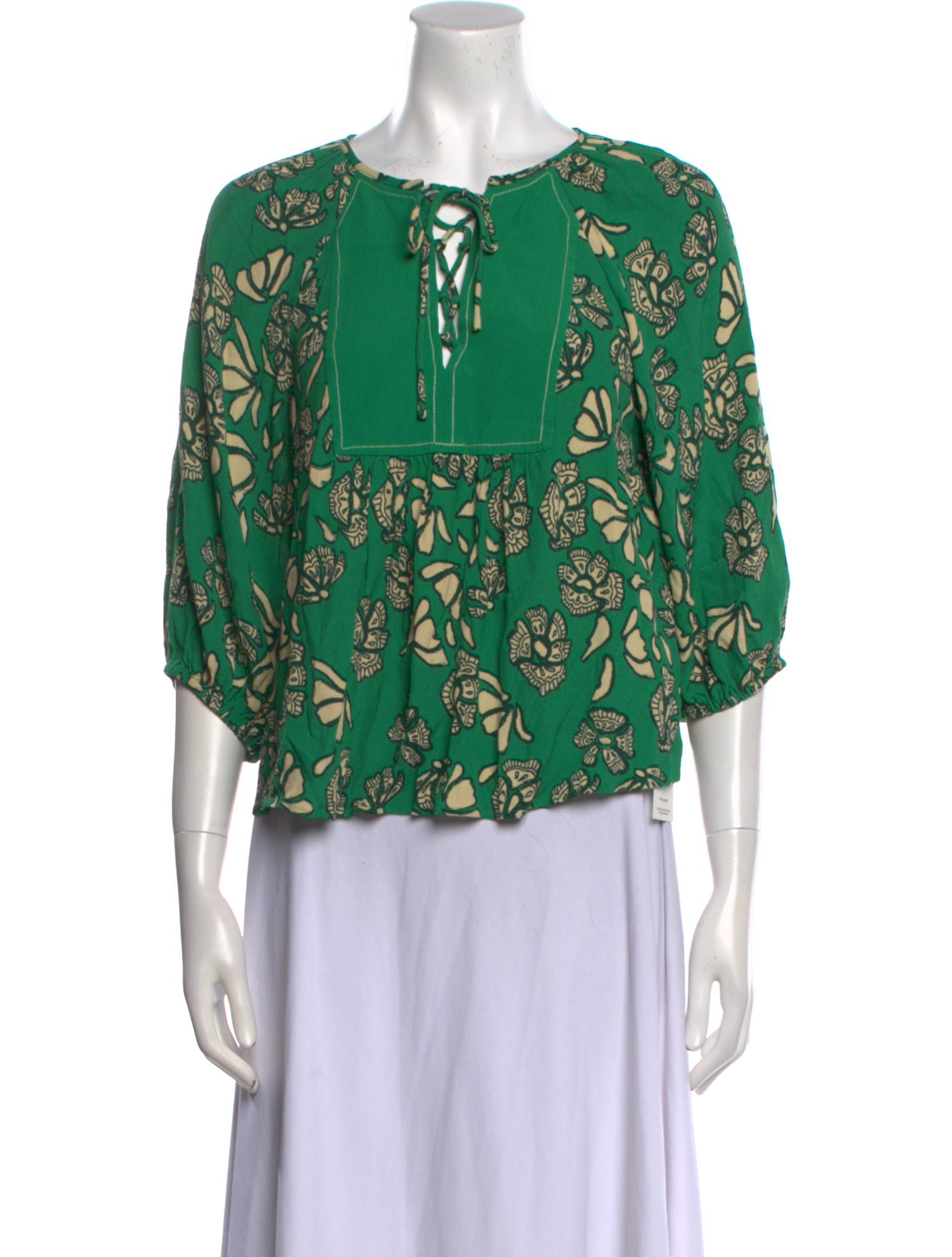 BA&SH Floral Print Tie Neck Blouse