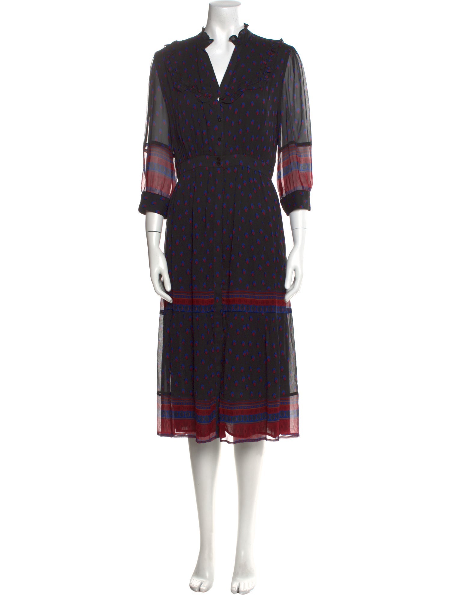 BA&SH Printed Midi Length Dress