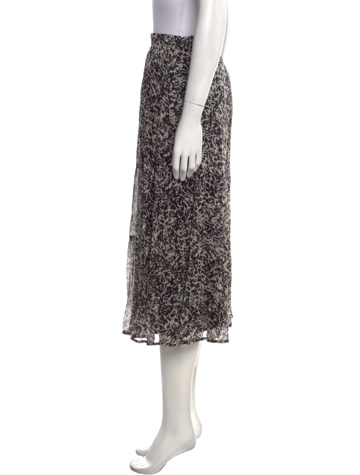 BA&SH Animal Print Midi Length Skirt