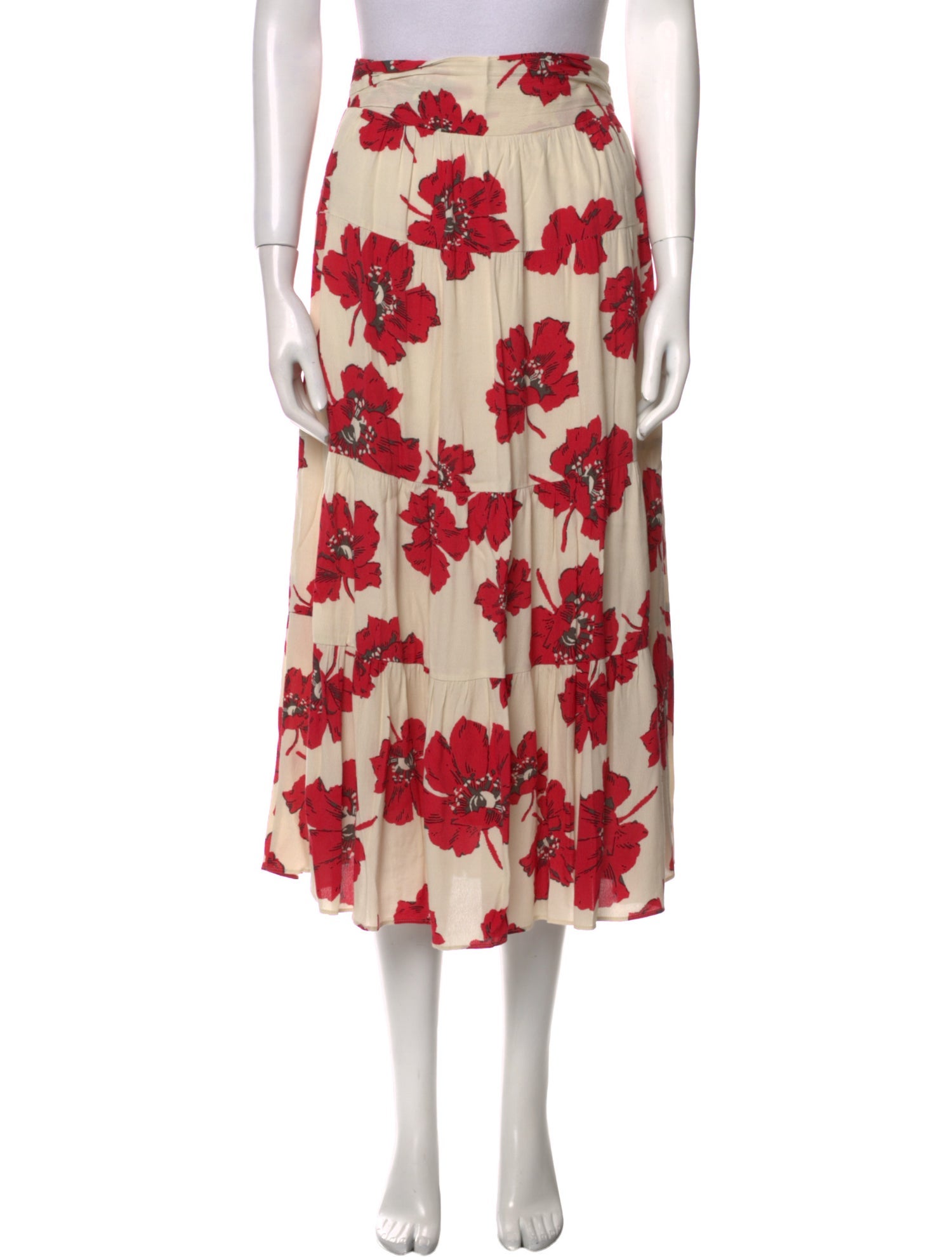 BA&SH Floral Print Midi Length Skirt