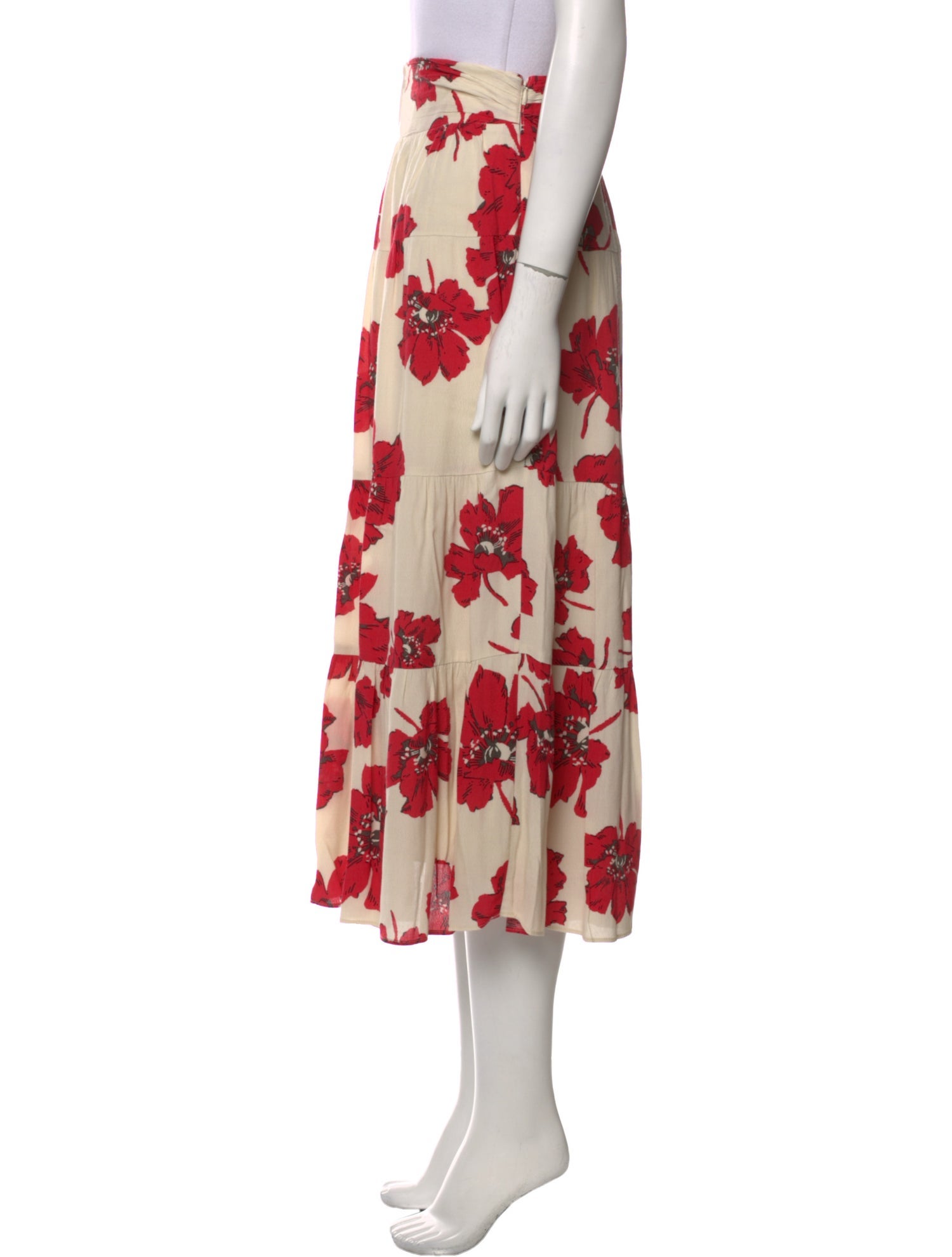 BA&SH Floral Print Midi Length Skirt